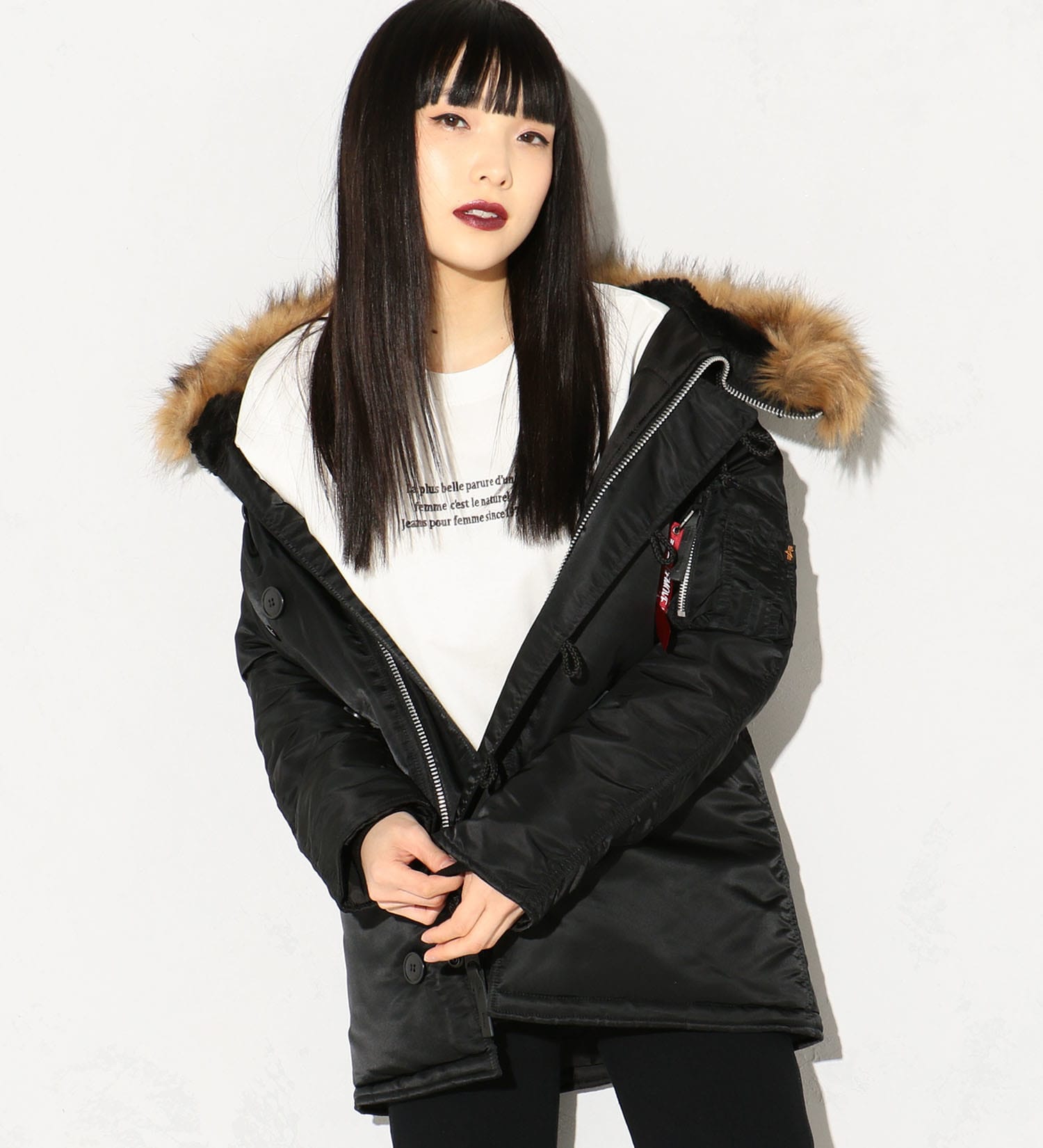 日本ファッション アルファ　N3B ブラック S ミリタリージャケット