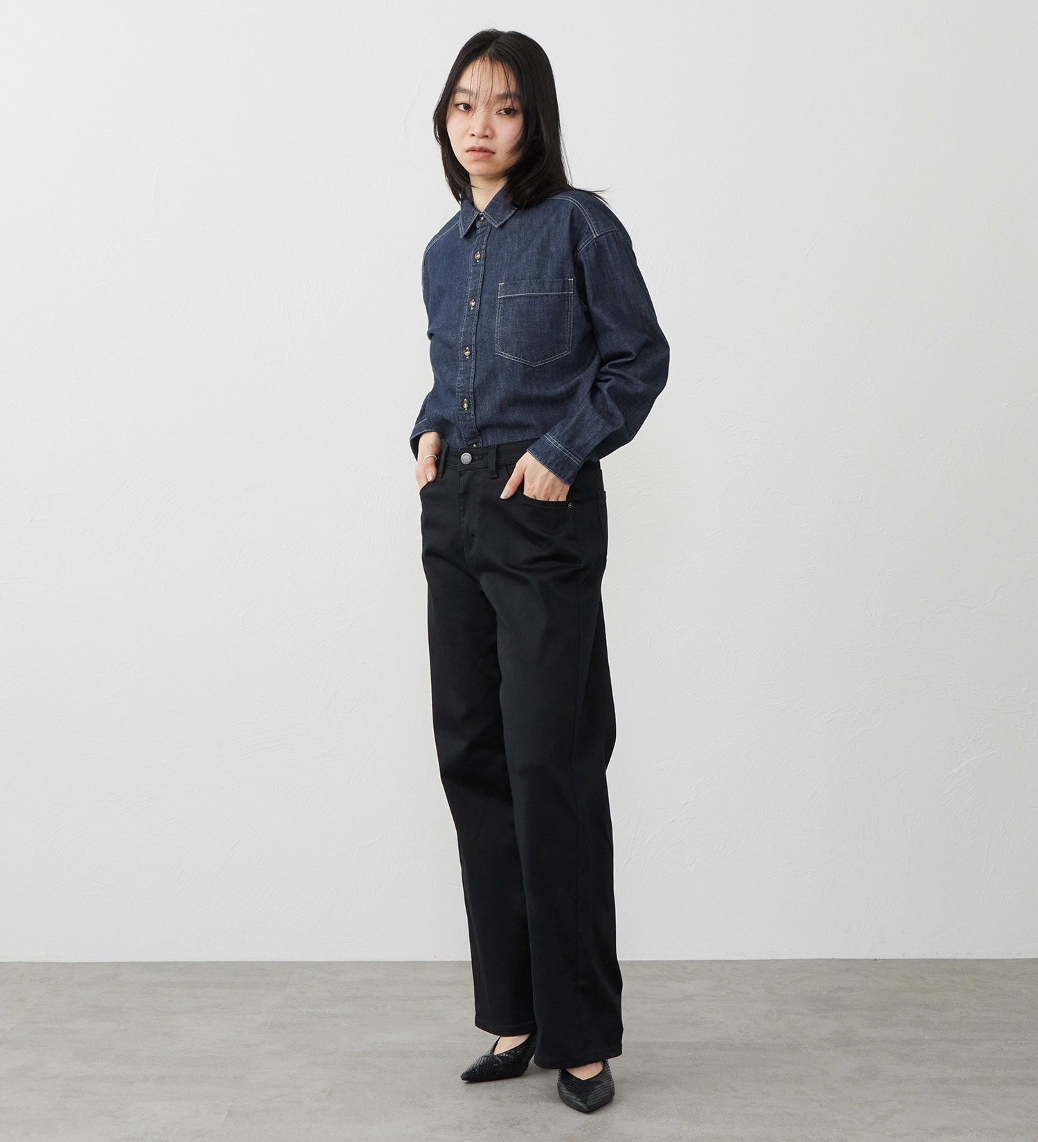 C17(シーセブンティーン)の【試着対象】【裾上げ無料】C17 ワイドデニムパンツ|パンツ/デニムパンツ/レディース|ブラック系その他