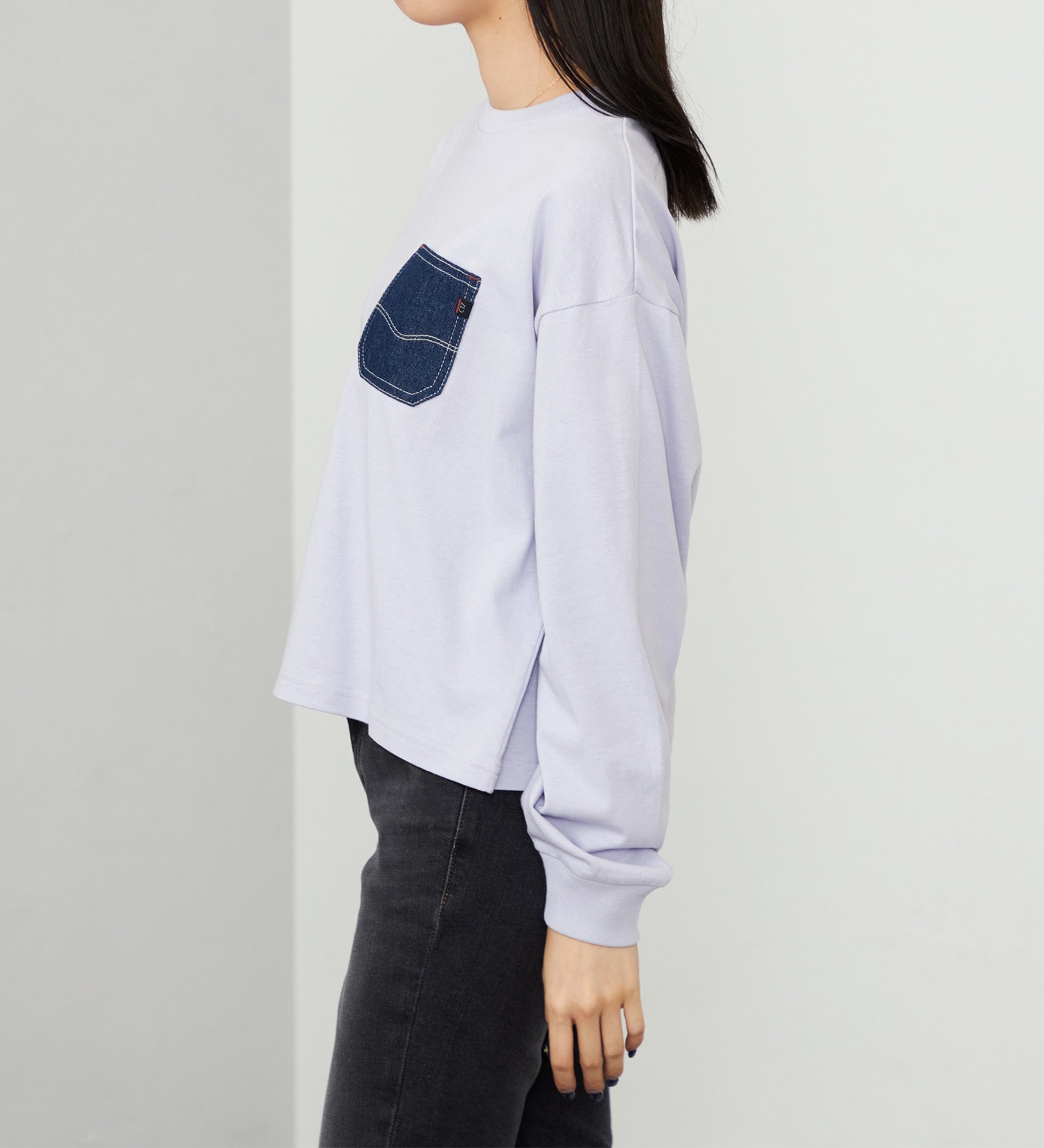 C17(シーセブンティーン)のC17 デニムポケットTシャツ/長袖|トップス/Tシャツ/カットソー/レディース|ライトパープル