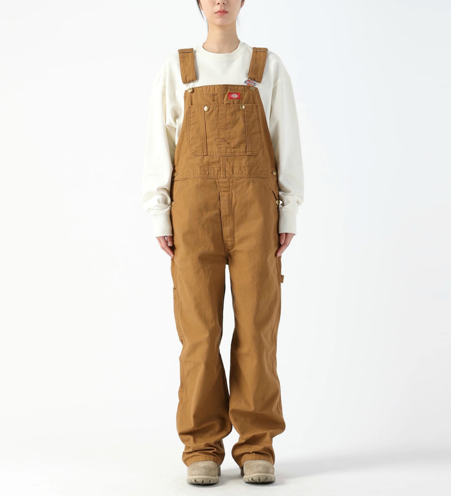 Dickies(ディッキーズ)のビブオーバーオール "DB100" (レングス30インチ)|オールインワン/サロペット/オーバーオール/レディース|ブラウン