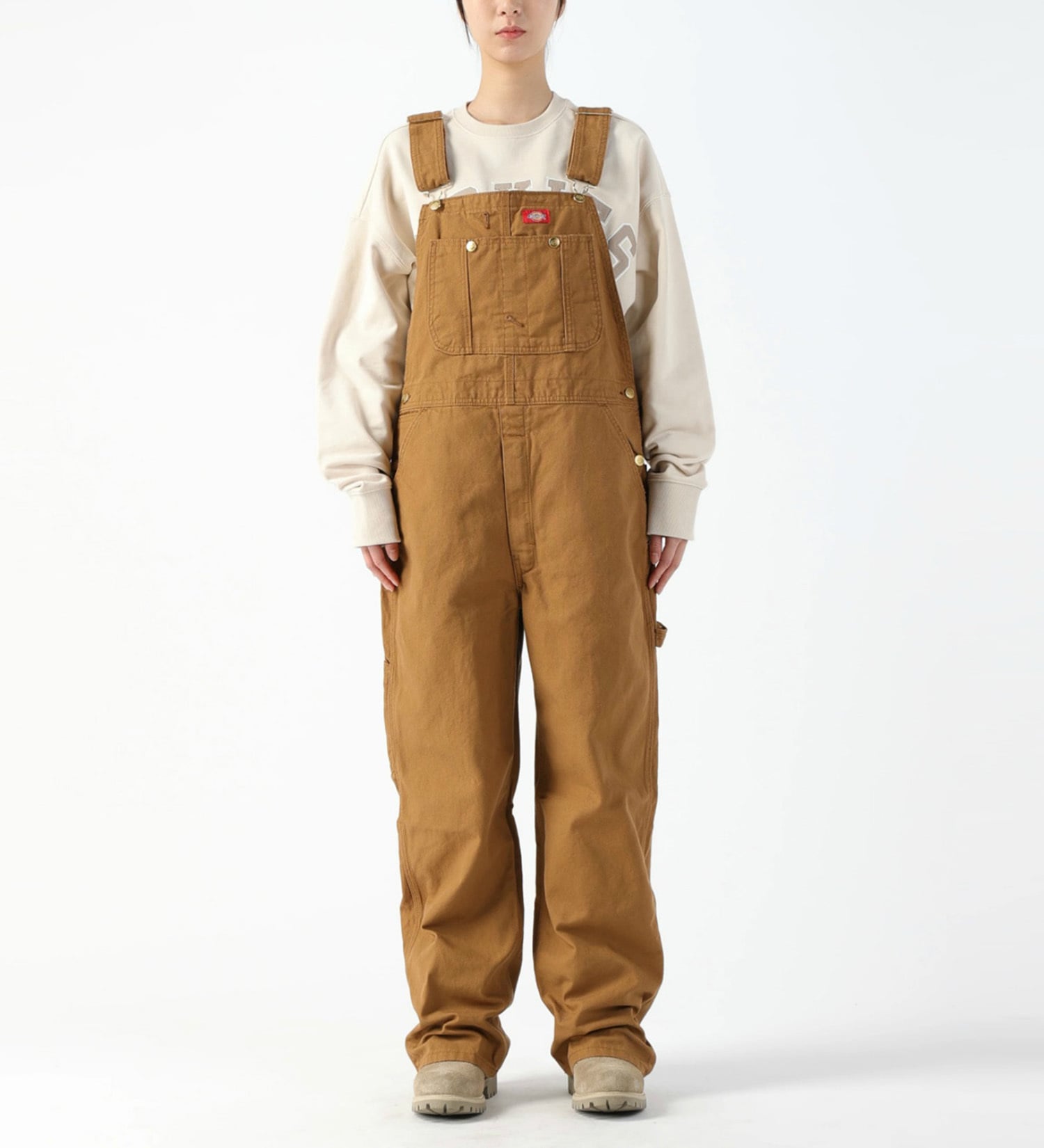Dickies(ディッキーズ)のビブオーバーオール "DB100" (レングス30インチ)|オールインワン/サロペット/オーバーオール/レディース|ブラウン