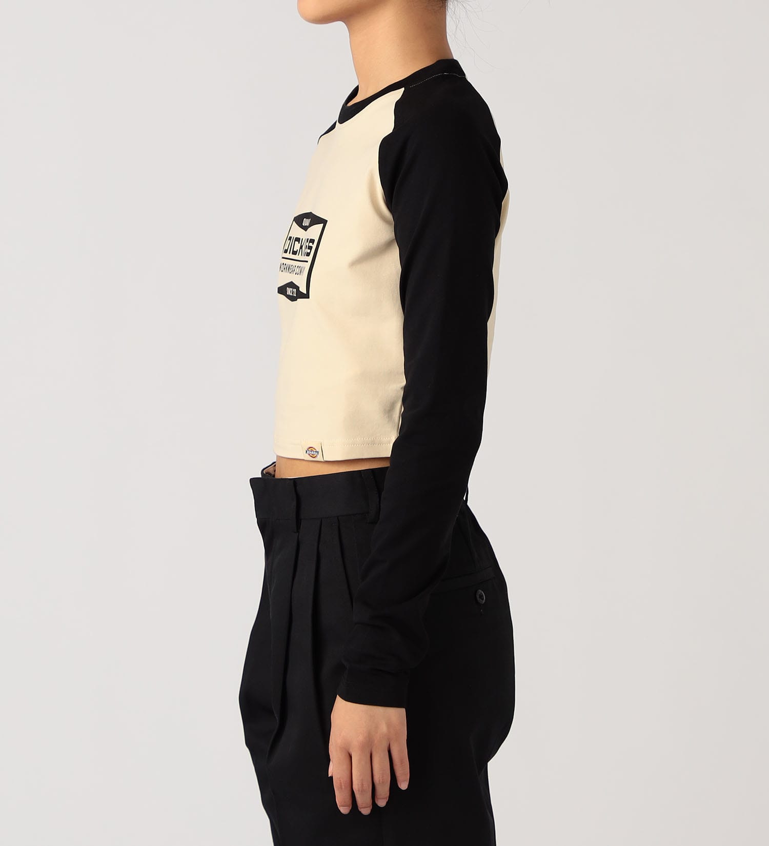 Dickies(ディッキーズ)の切り替えデザイン長袖Tシャツ|トップス/Tシャツ/カットソー/レディース|ブラック