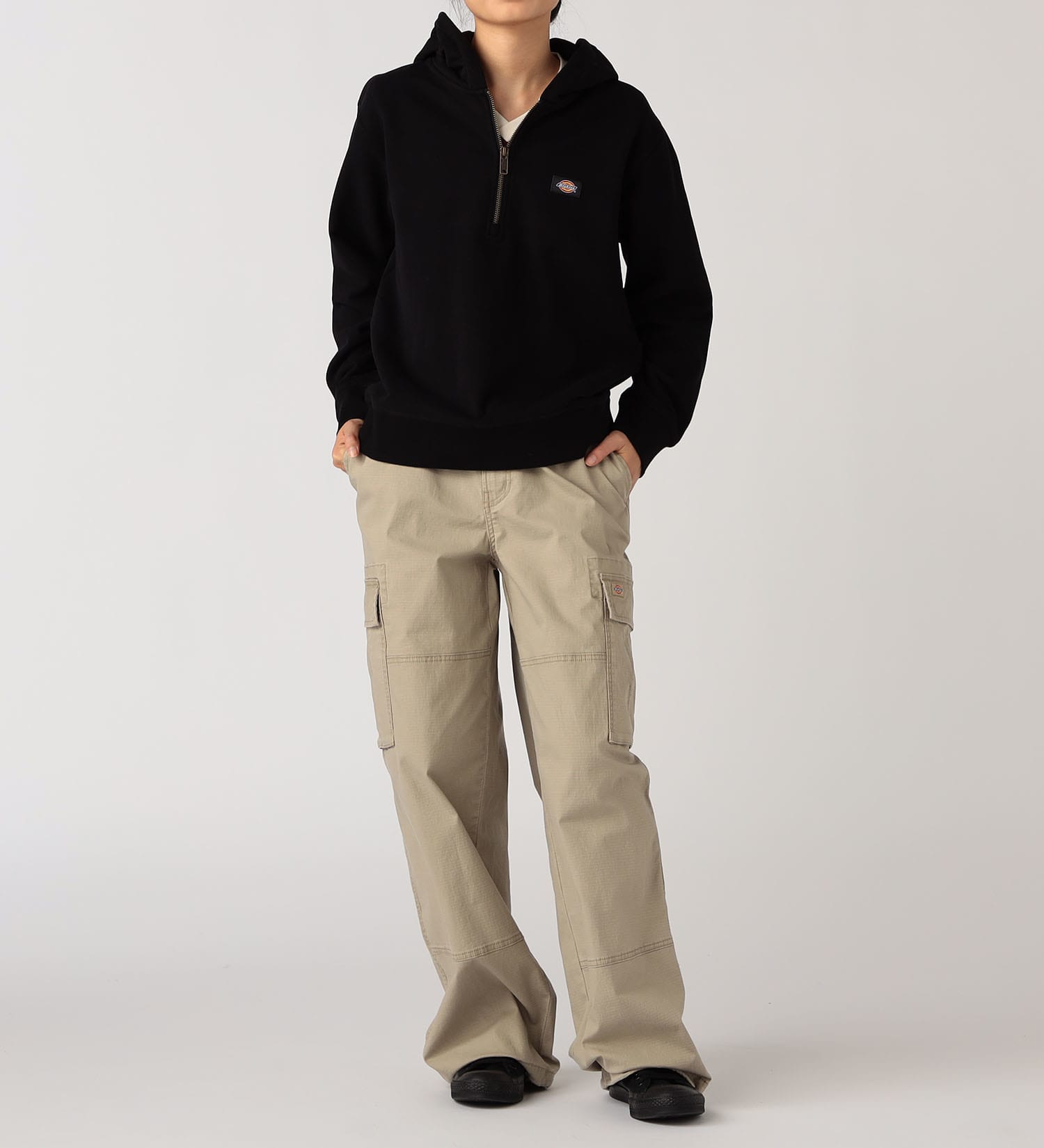 Dickies(ディッキーズ)のハーフジップフーディ―|トップス/パーカー/レディース|ブラック