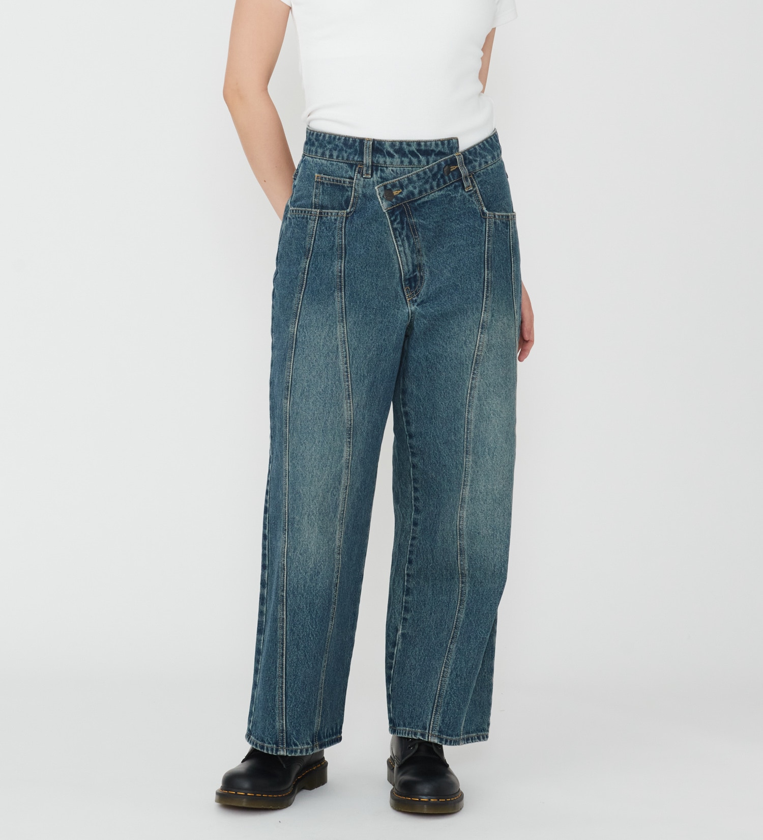 Dickies(ディッキーズ)のウエストクロス デニムパンツ|パンツ/デニムパンツ/レディース|濃色ブルー