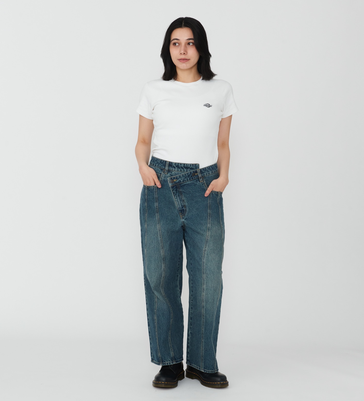 Dickies(ディッキーズ)のウエストクロス デニムパンツ|パンツ/デニムパンツ/レディース|濃色ブルー