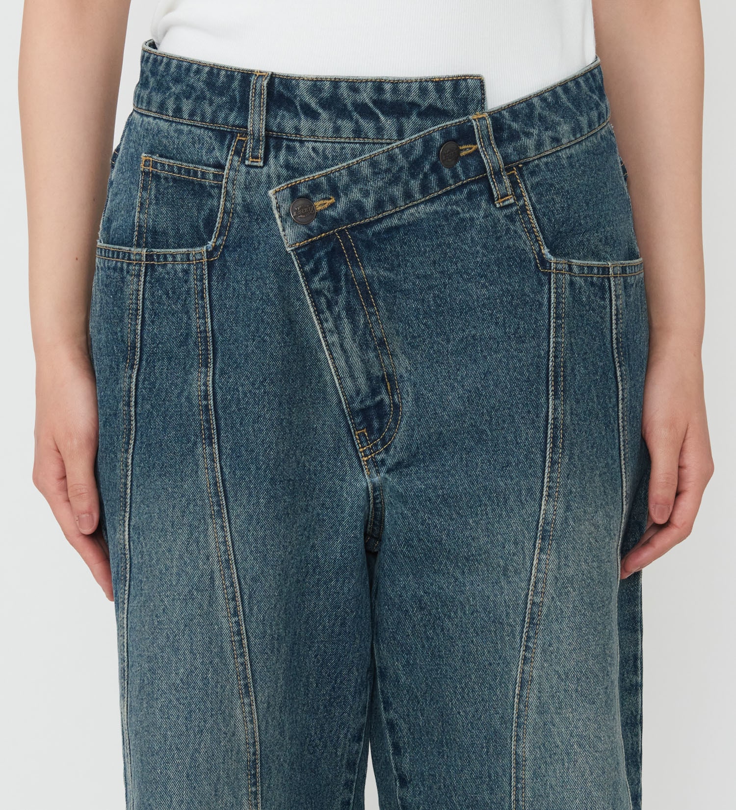 Dickies(ディッキーズ)のウエストクロス デニムパンツ|パンツ/デニムパンツ/レディース|濃色ブルー