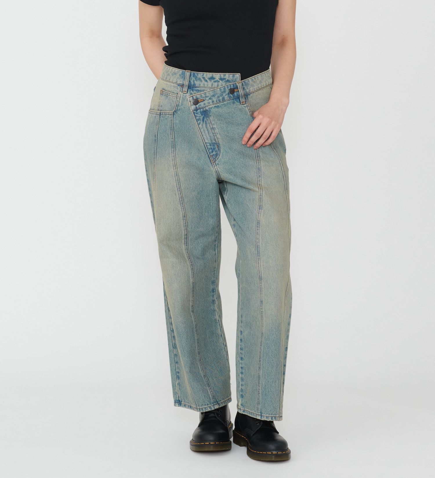 Dickies(ディッキーズ)のウエストクロス デニムパンツ|パンツ/デニムパンツ/レディース|淡色ブルー