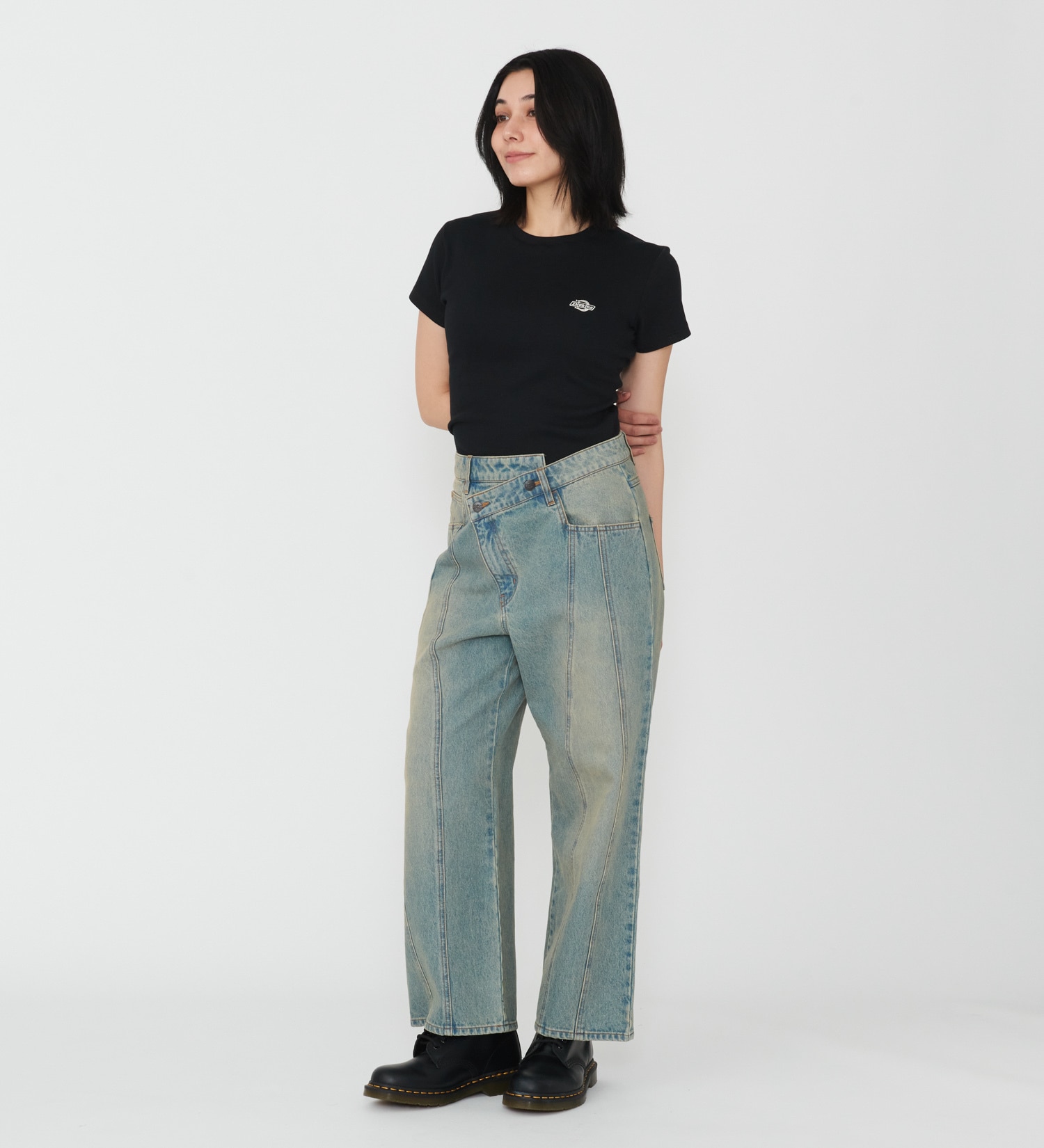 Dickies(ディッキーズ)のウエストクロス デニムパンツ|パンツ/デニムパンツ/レディース|淡色ブルー