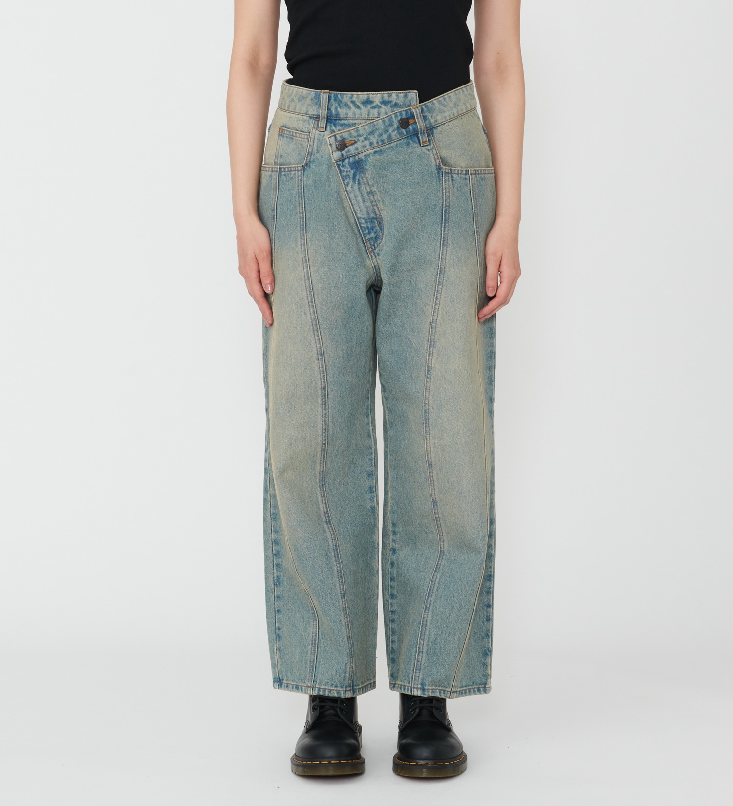 Dickies(ディッキーズ)のウエストクロス デニムパンツ|パンツ/デニムパンツ/レディース|淡色ブルー