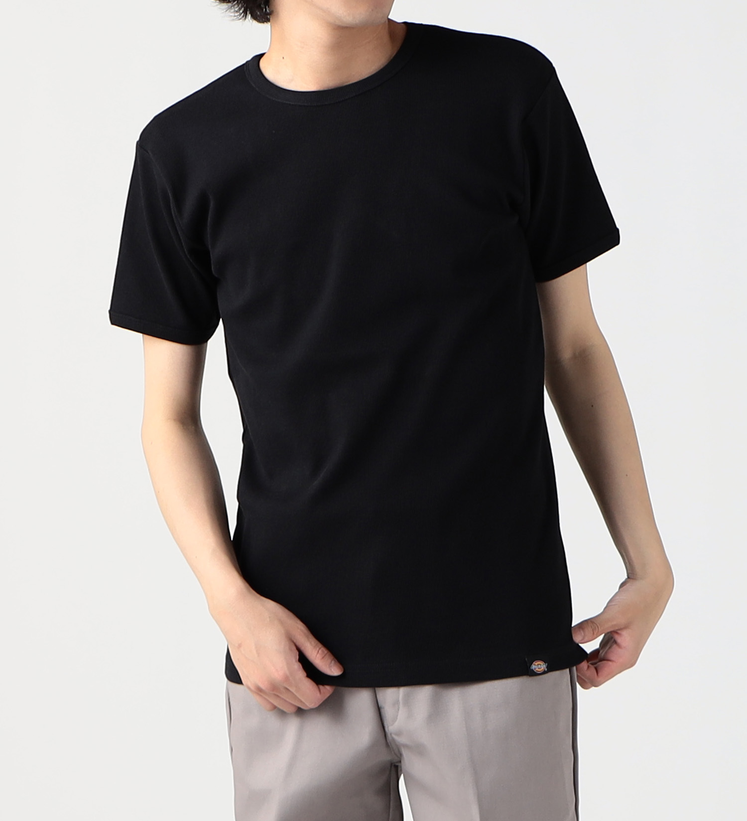 Dickies(ディッキーズ)のリブクルーネックTシャツ 半袖|トップス/Tシャツ/カットソー/メンズ|ブラック