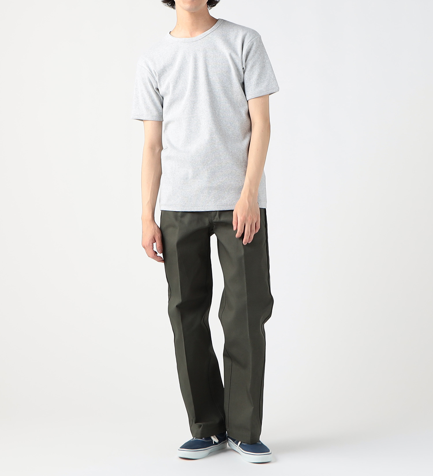 Dickies(ディッキーズ)のリブクルーネックTシャツ 半袖|トップス/Tシャツ/カットソー/メンズ|グレー