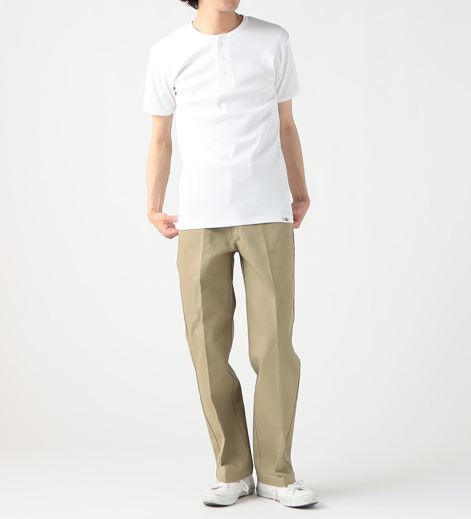 Dickies(ディッキーズ)のリブヘンリーネック Tシャツ 半袖|トップス/Tシャツ/カットソー/メンズ|ホワイト