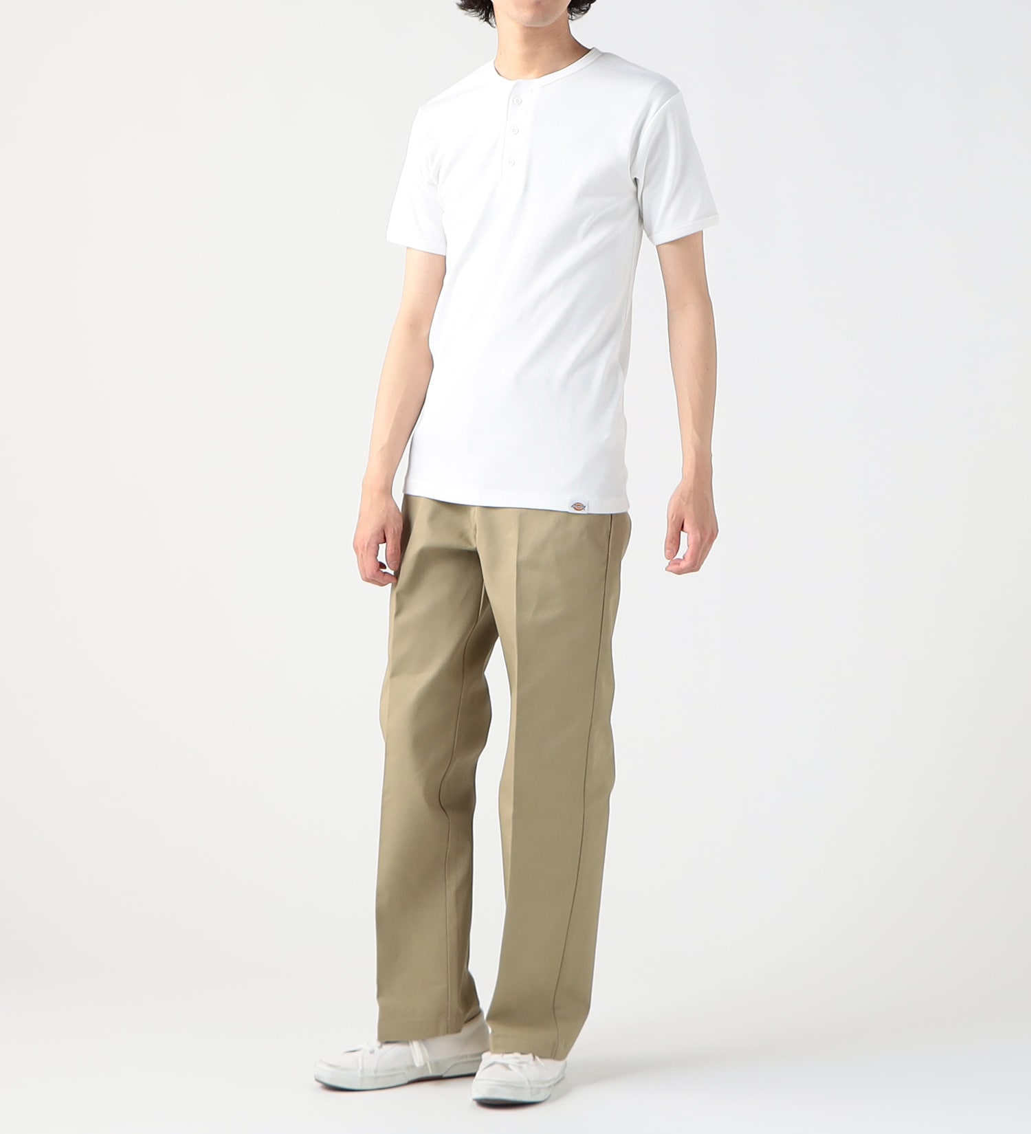 Dickies(ディッキーズ)のリブヘンリーネック Tシャツ 半袖|トップス/Tシャツ/カットソー/メンズ|ホワイト