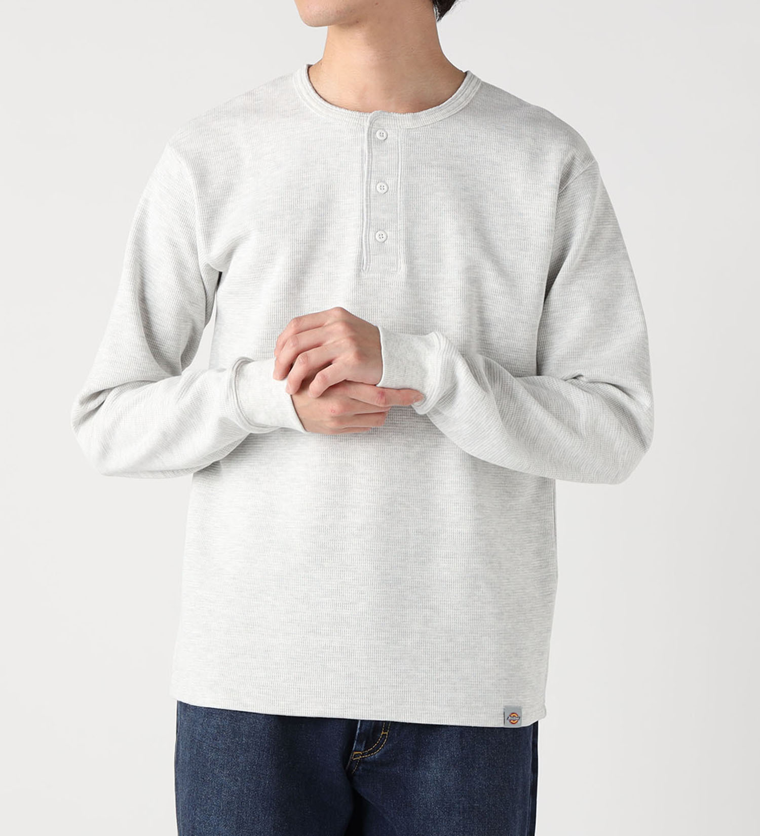 Dickies(ディッキーズ)のワッフルヘンリーネックロングスリーブTシャツ|トップス/Tシャツ/カットソー/メンズ|ヘザ－グレー