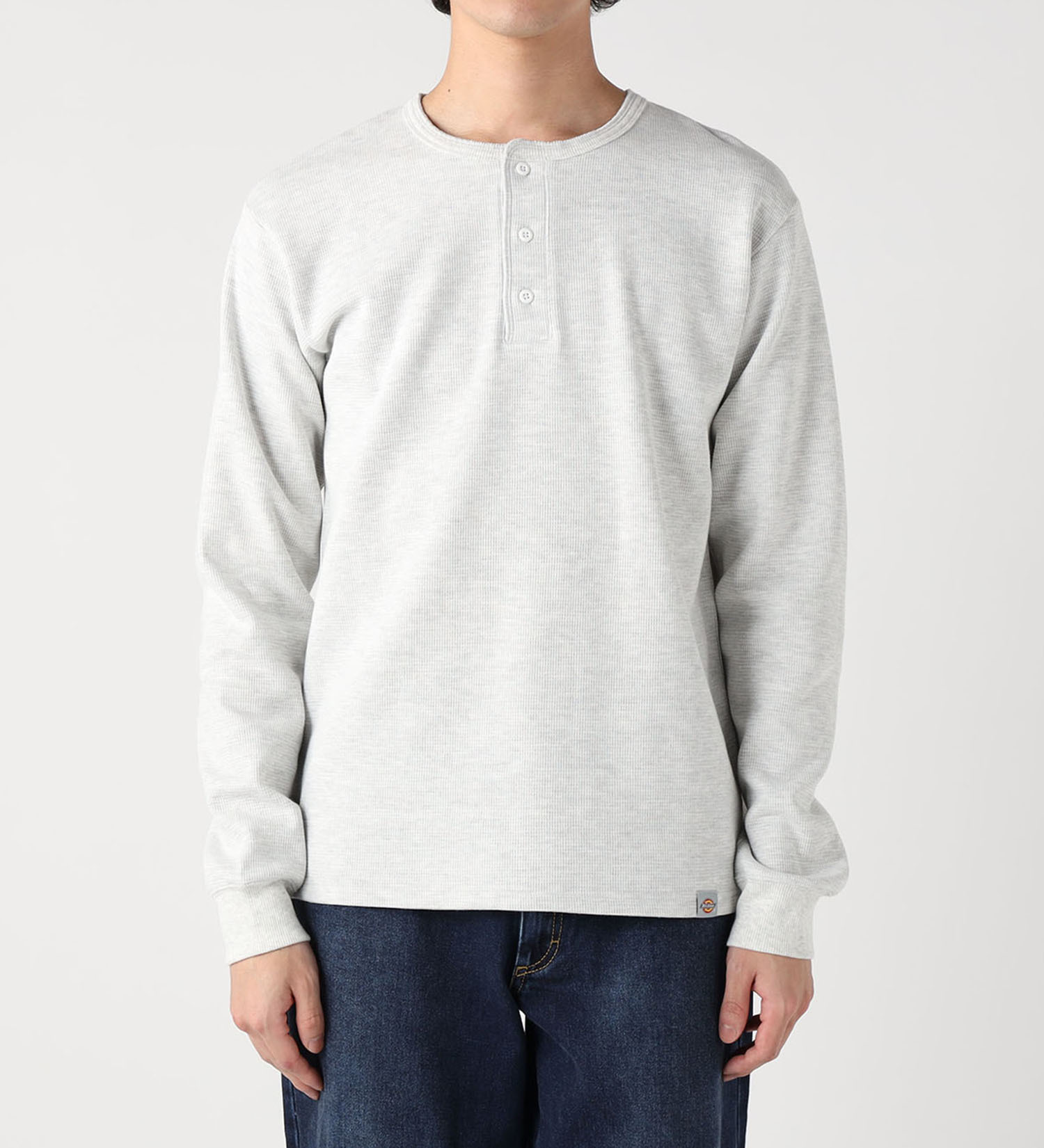 Dickies(ディッキーズ)のワッフルヘンリーネックロングスリーブTシャツ|トップス/Tシャツ/カットソー/メンズ|ヘザ－グレー