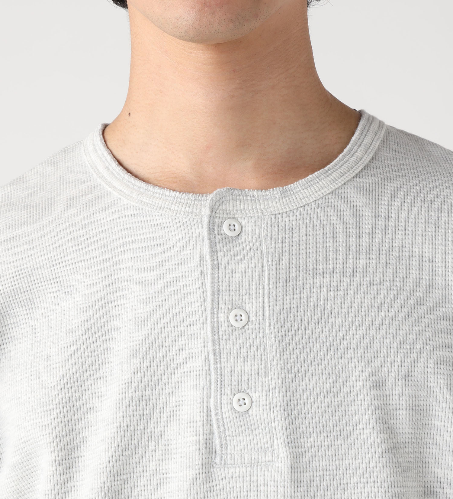 Dickies(ディッキーズ)のワッフルヘンリーネックロングスリーブTシャツ|トップス/Tシャツ/カットソー/メンズ|ヘザ－グレー