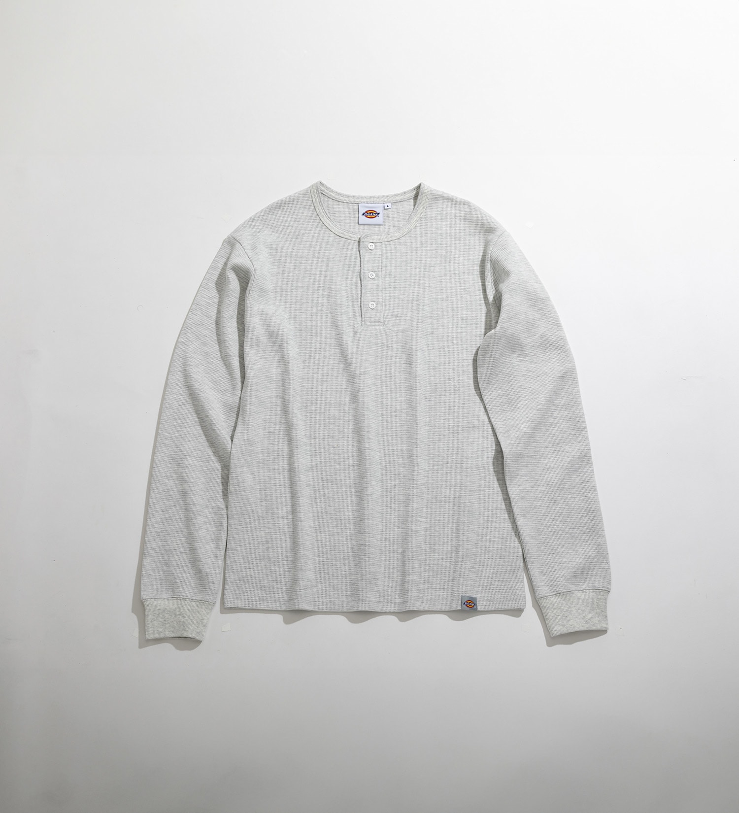 Dickies(ディッキーズ)のワッフルヘンリーネックロングスリーブTシャツ|トップス/Tシャツ/カットソー/メンズ|ヘザ－グレー