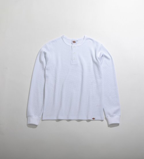 Dickies(ディッキーズ)のワッフルヘンリーネックロングスリーブTシャツ|トップス/Tシャツ/カットソー/メンズ|ホワイト