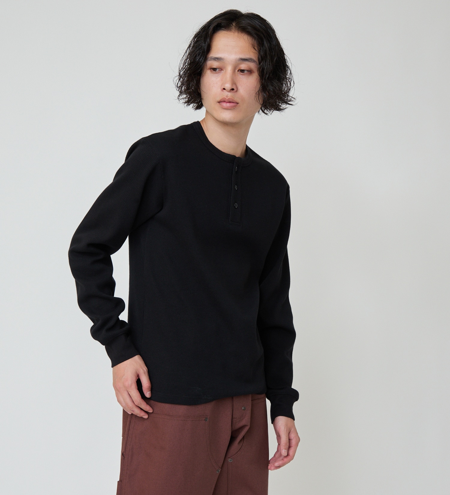 Dickies(ディッキーズ)のヘンリーネックワッフル|トップス/Tシャツ/カットソー/メンズ|ブラック