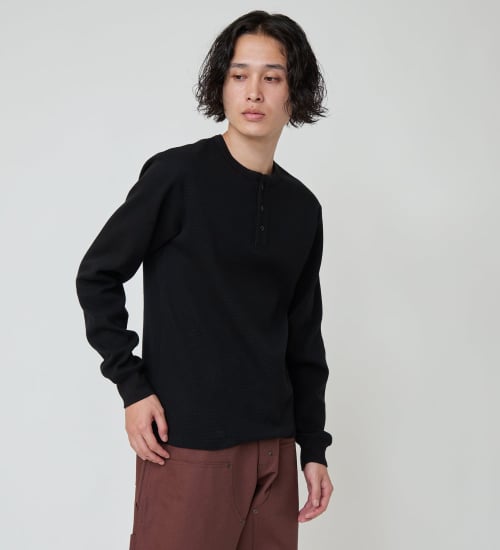 Dickies(ディッキーズ)のヘンリーネックワッフル|トップス/Tシャツ/カットソー/メンズ|ブラック