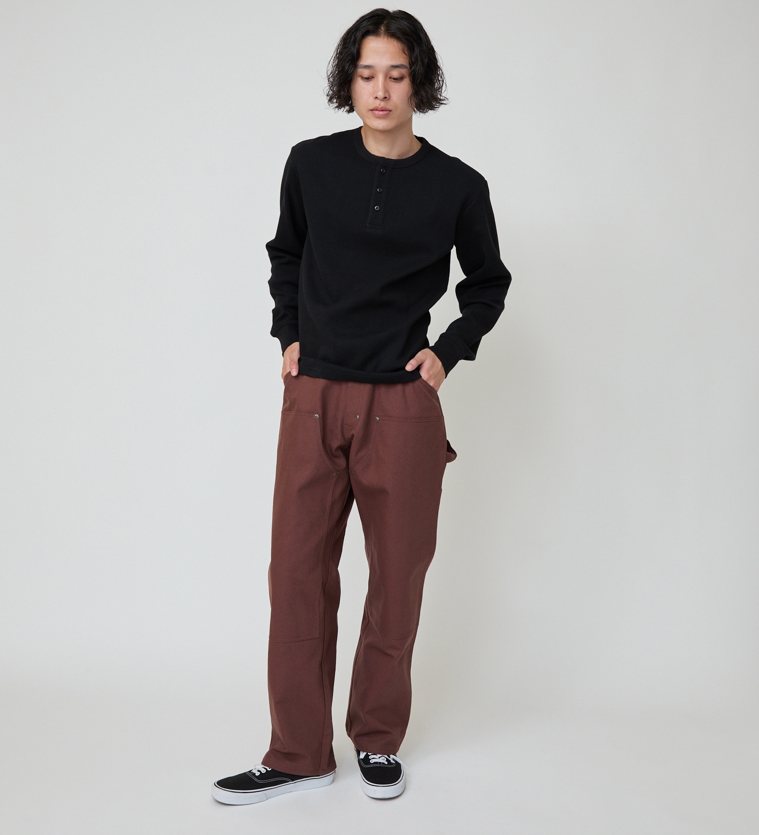 Dickies(ディッキーズ)のヘンリーネックワッフル|トップス/Tシャツ/カットソー/メンズ|ブラック