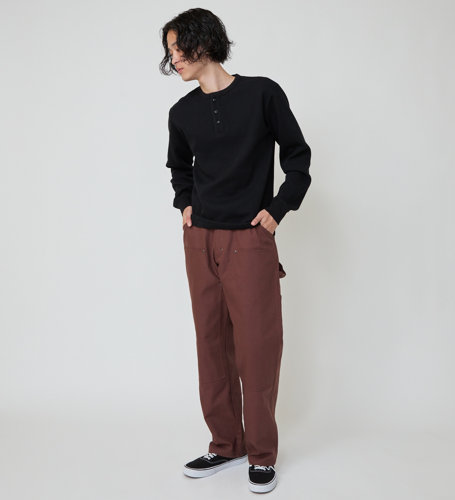 Dickies(ディッキーズ)のヘンリーネックワッフル|トップス/Tシャツ/カットソー/メンズ|ブラック