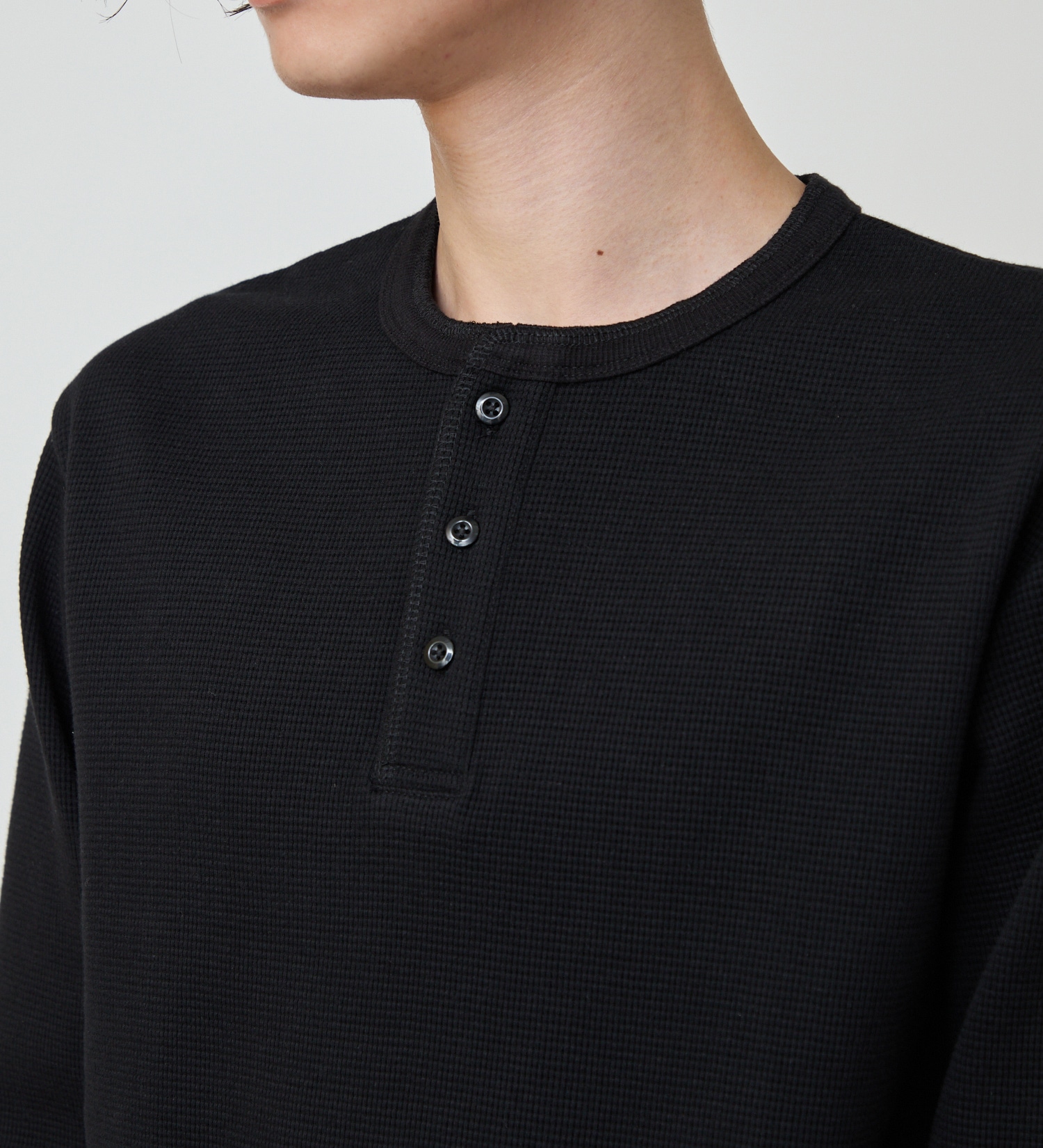 Dickies(ディッキーズ)のヘンリーネックワッフル|トップス/Tシャツ/カットソー/メンズ|ブラック