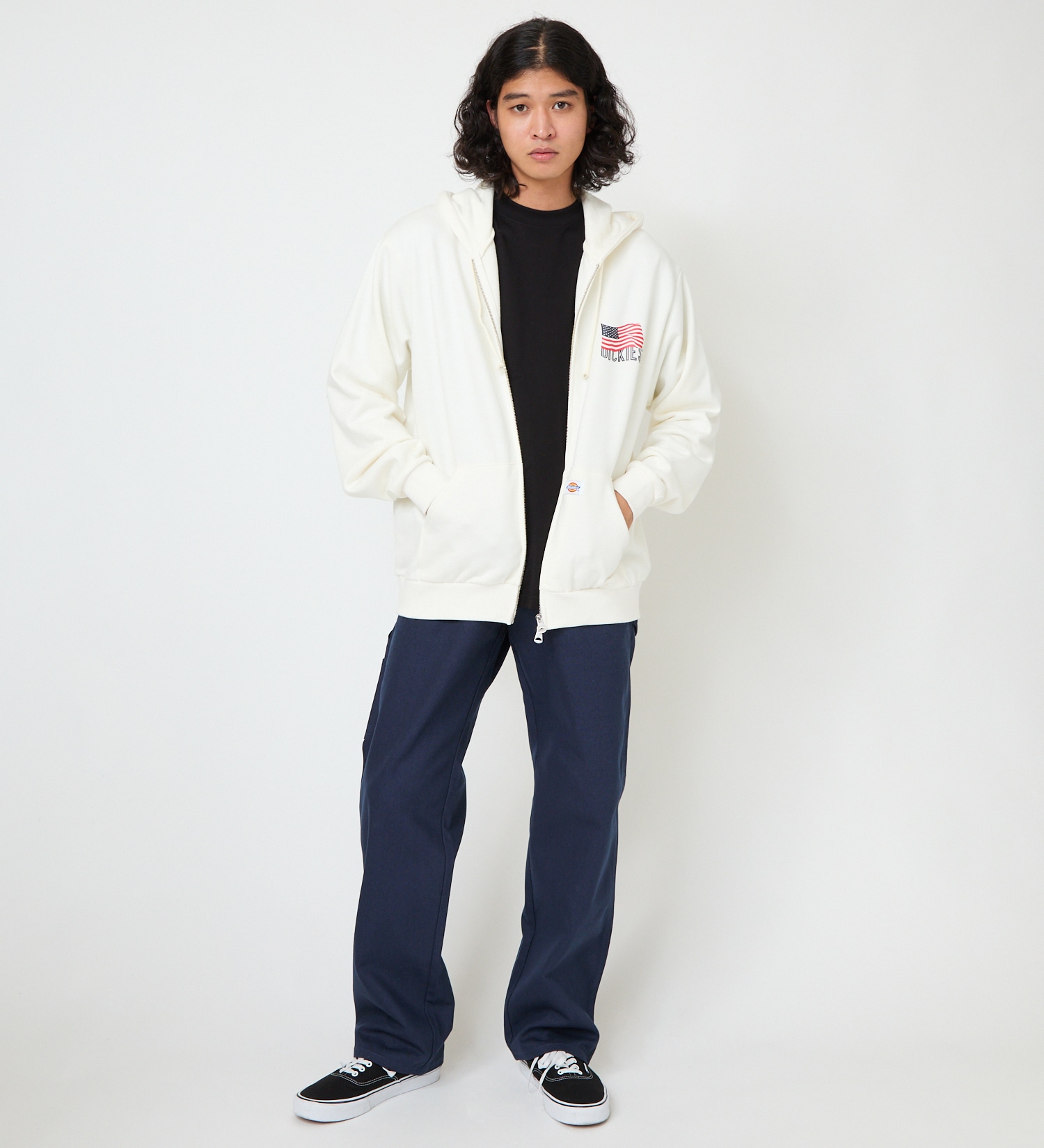 Dickies(ディッキーズ)のUSフラッグジップフーディー|トップス/パーカー/メンズ|ホワイト