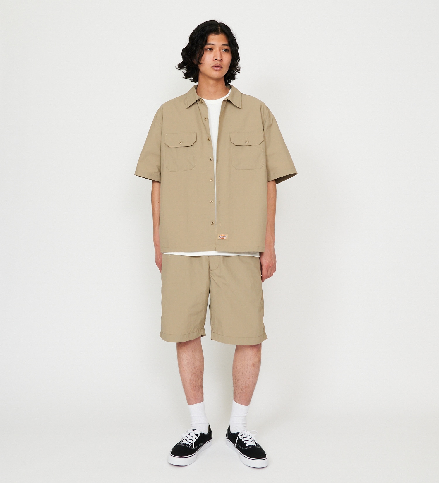 Dickies(ディッキーズ)のワークシャツ 半袖 ドローコード|トップス/シャツ/ブラウス/メンズ|ベージュ