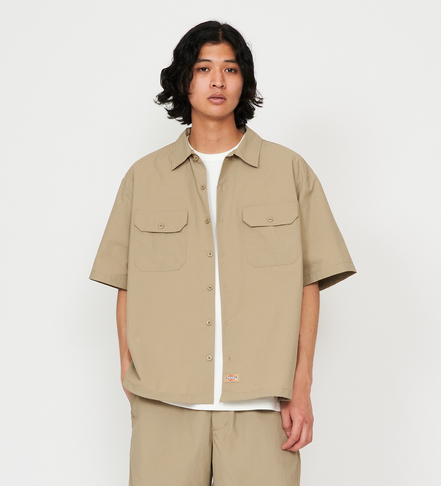 Dickies(ディッキーズ)の【大きいサイズ】ワークシャツ 半袖 ドローコード|トップス/シャツ/ブラウス/メンズ|ベージュ