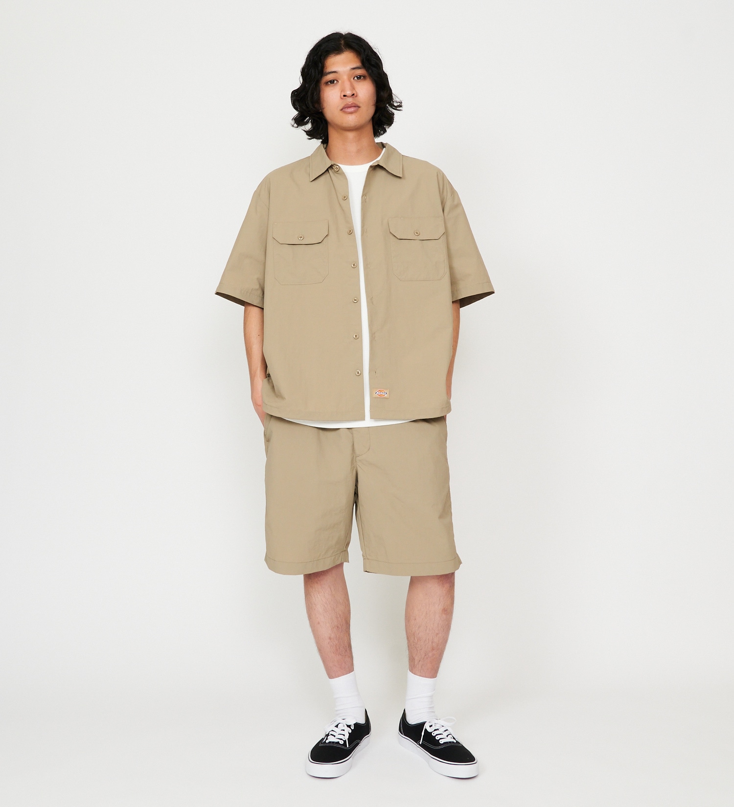 Dickies(ディッキーズ)の【大きいサイズ】ワークシャツ 半袖 ドローコード|トップス/シャツ/ブラウス/メンズ|ベージュ