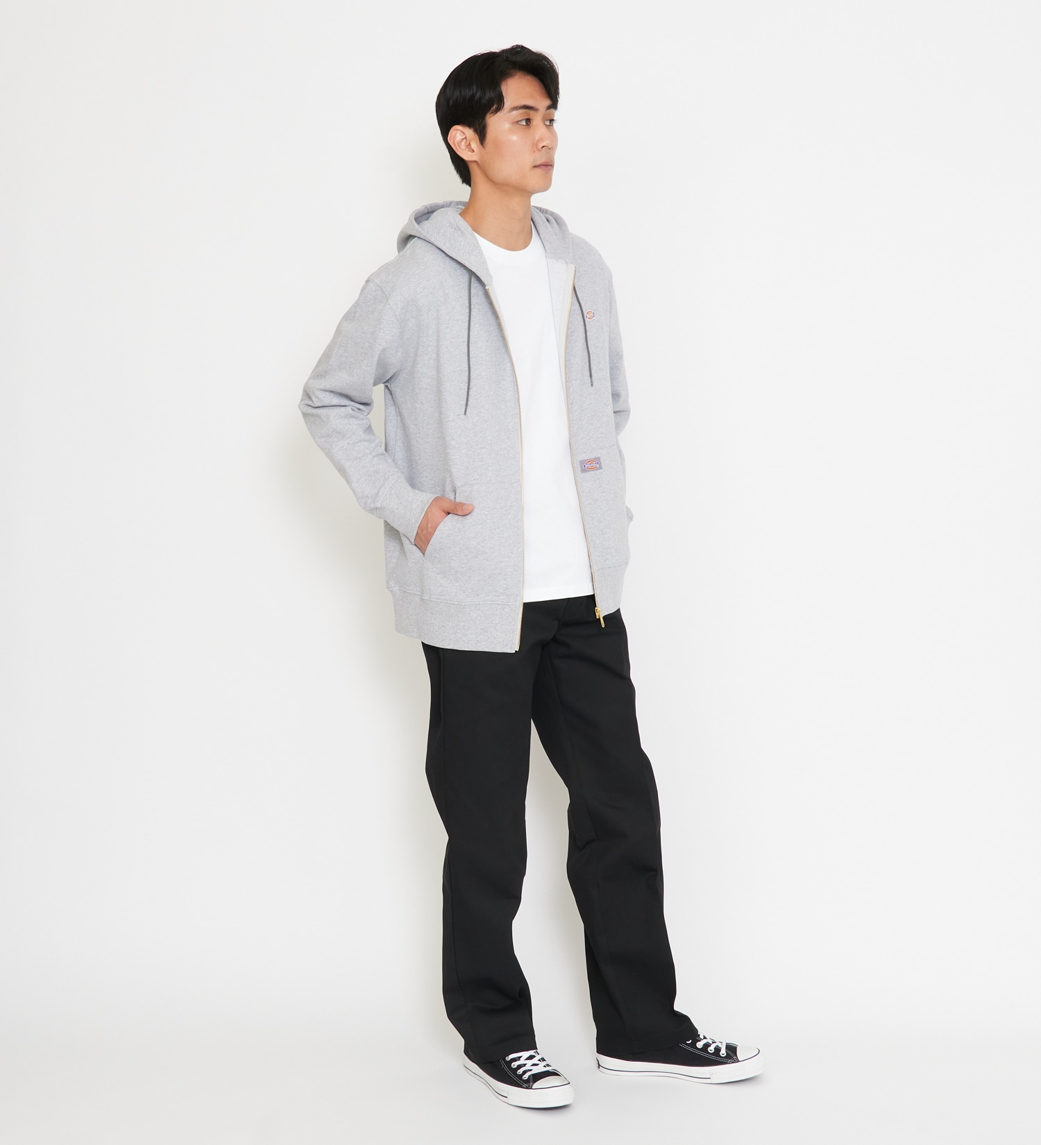 Dickies(ディッキーズ)のワッペンジップアップパーカー|トップス/パーカー/メンズ|ヘザ－グレー