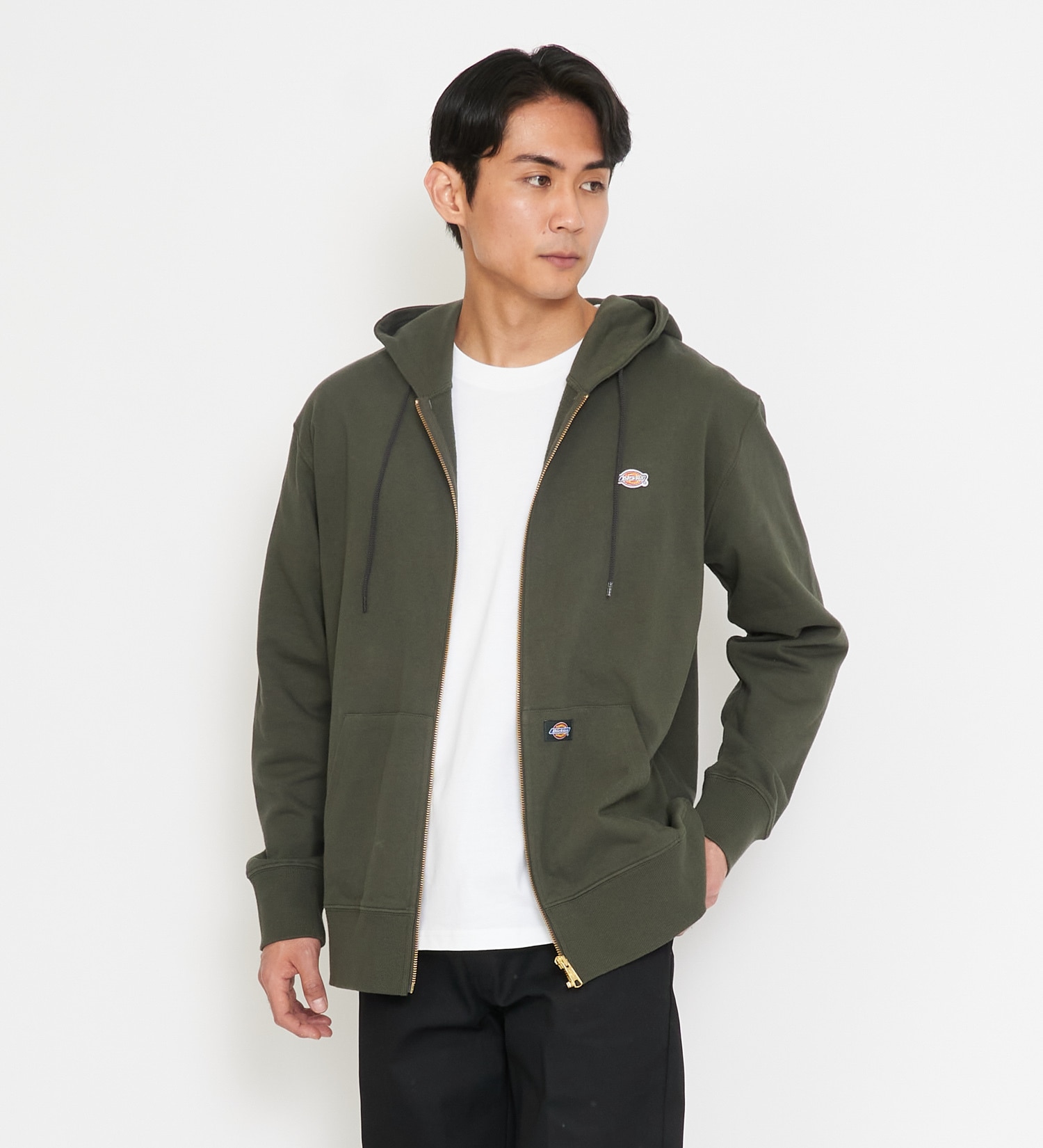 Dickies(ディッキーズ)のワッペンジップアップパーカー|トップス/パーカー/メンズ|オリーブ