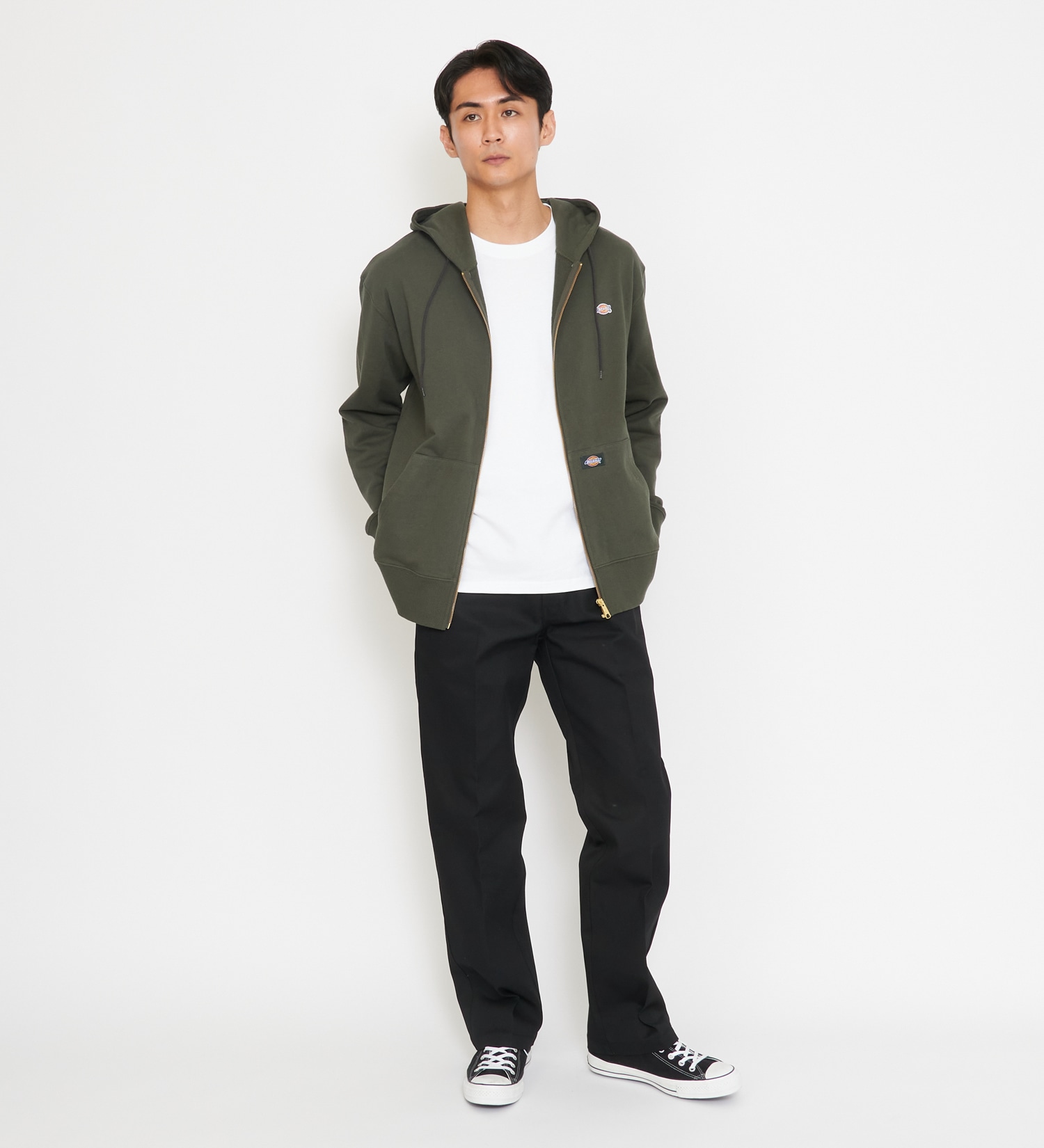 Dickies(ディッキーズ)のワッペンジップアップパーカー|トップス/パーカー/メンズ|オリーブ