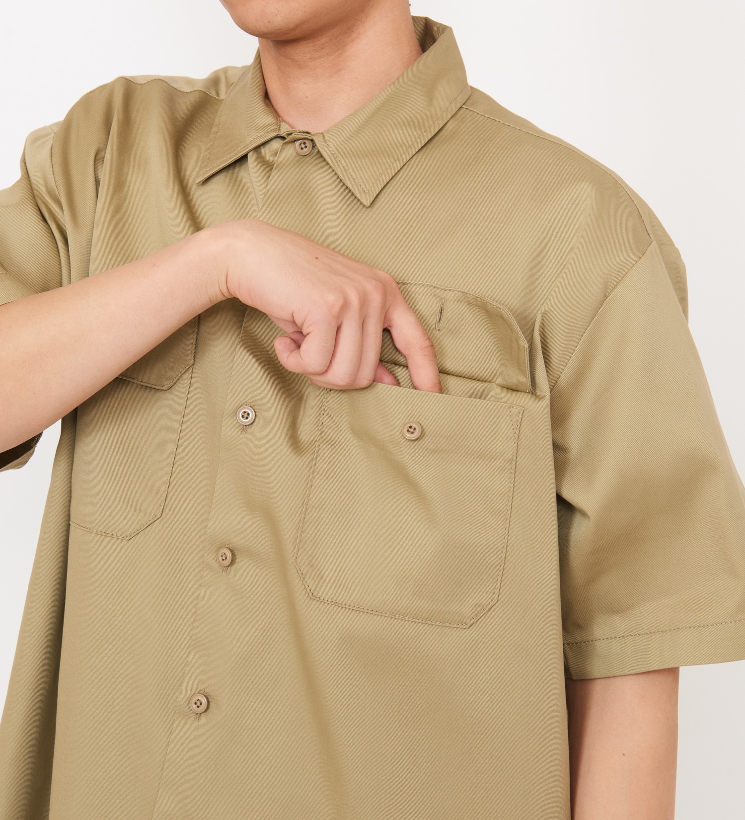 Dickies(ディッキーズ)の【大きいサイズ】ワークシャツ 半袖 "1574"|トップス/シャツ/ブラウス/メンズ|ベージュ