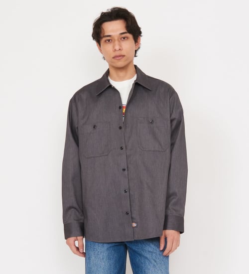 Dickies(ディッキーズ)のライト ワークシャツ　長袖 (Japan fit)|トップス/シャツ/ブラウス/メンズ|ヘザ－グレー