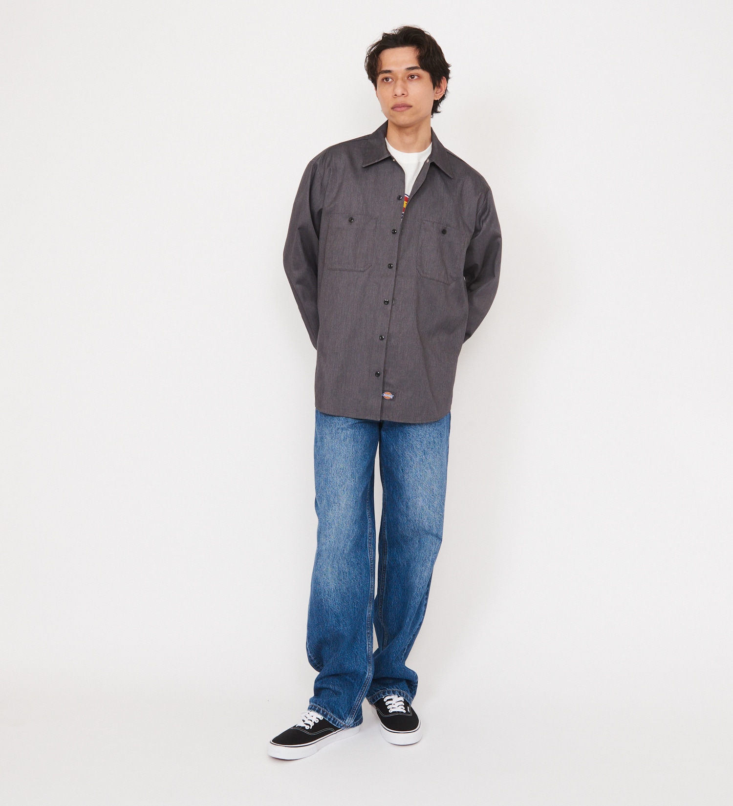 Dickies(ディッキーズ)のライト ワークシャツ　長袖 (Japan fit)|トップス/シャツ/ブラウス/メンズ|ヘザ－グレー