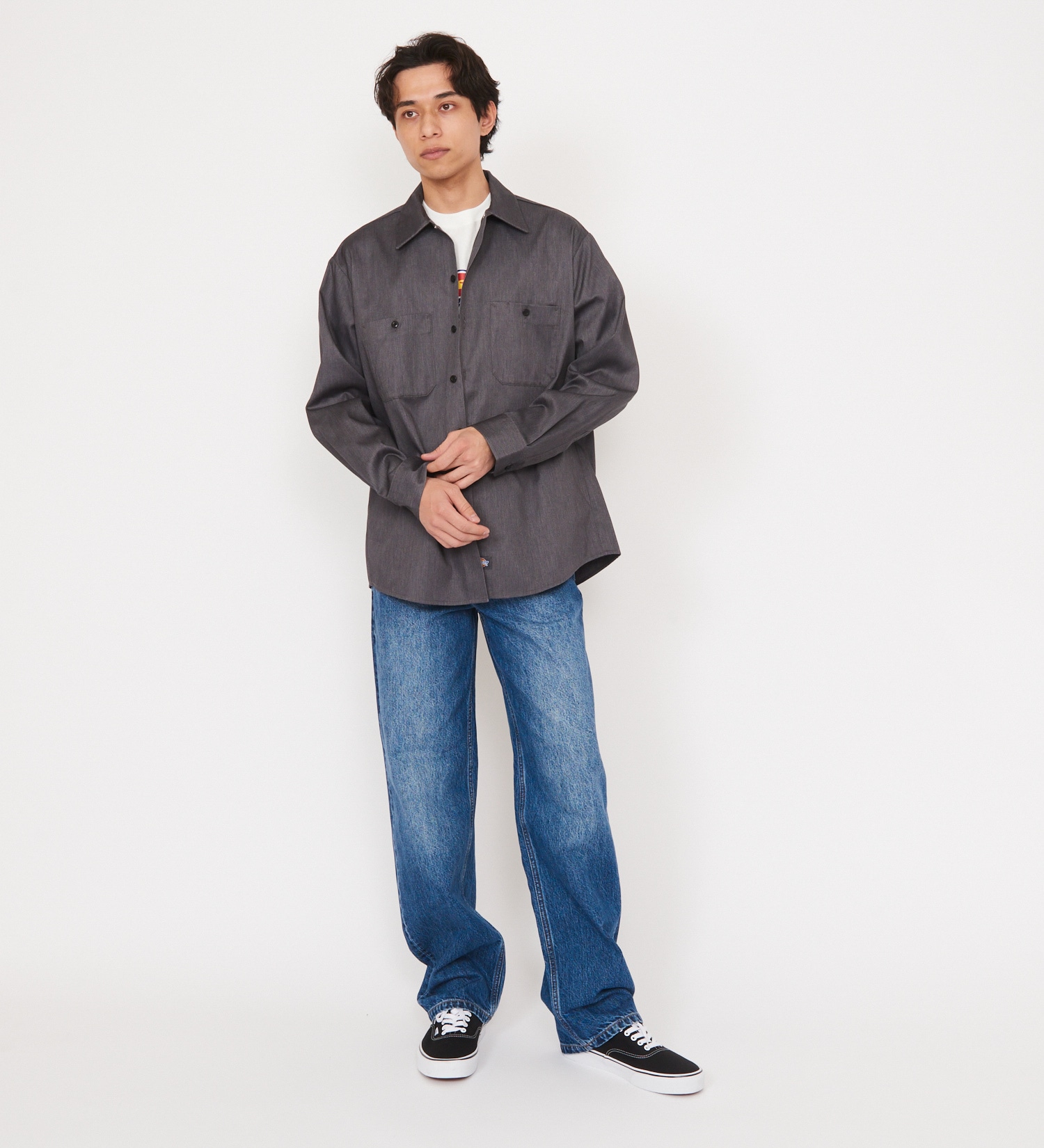 Dickies(ディッキーズ)のライト ワークシャツ　長袖 (Japan fit)|トップス/シャツ/ブラウス/メンズ|ヘザ－グレー