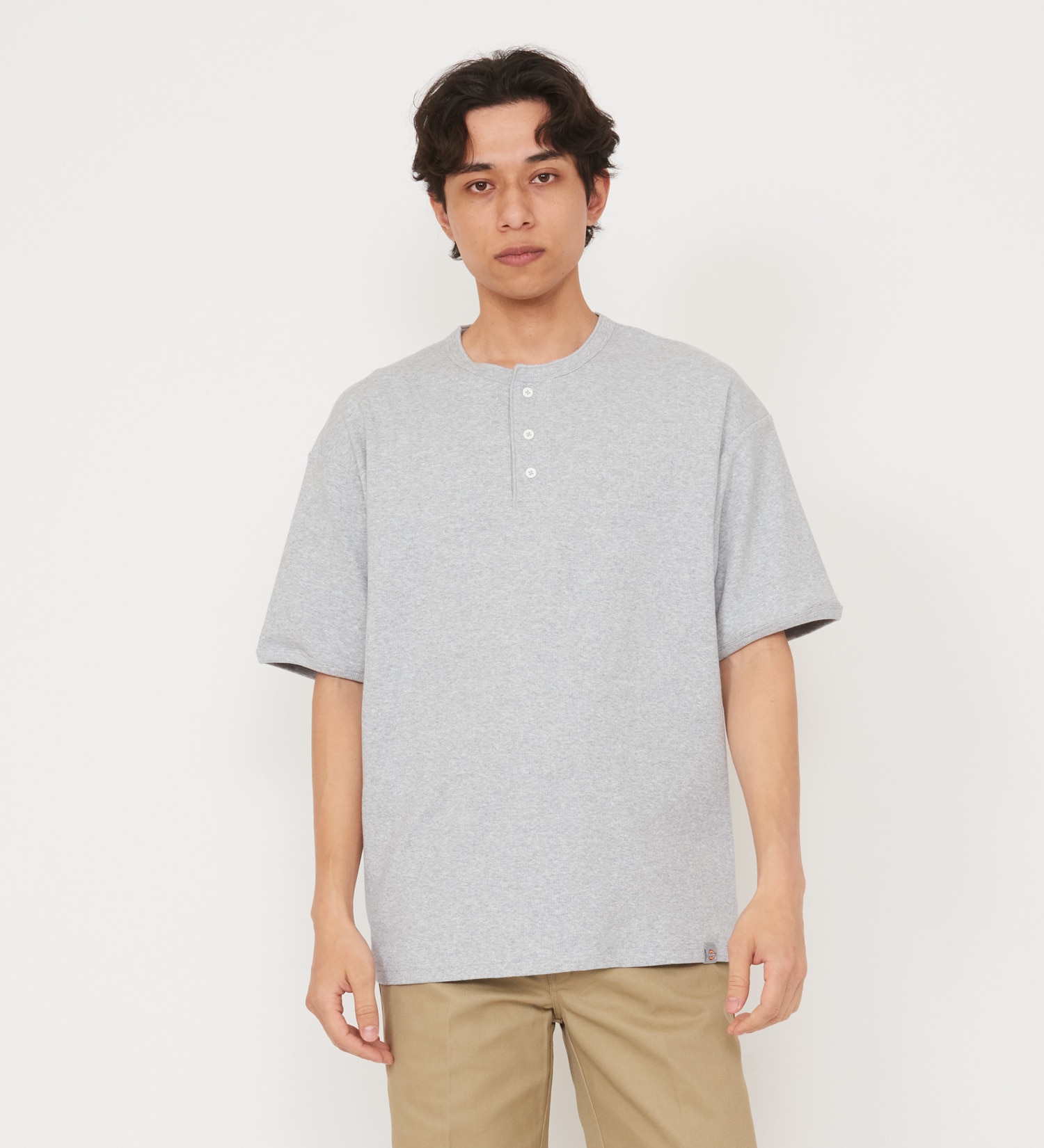 Dickies(ディッキーズ)のリブリラックスヘンリーネックTシャツ|トップス/Tシャツ/カットソー/メンズ|ヘザ-グレー