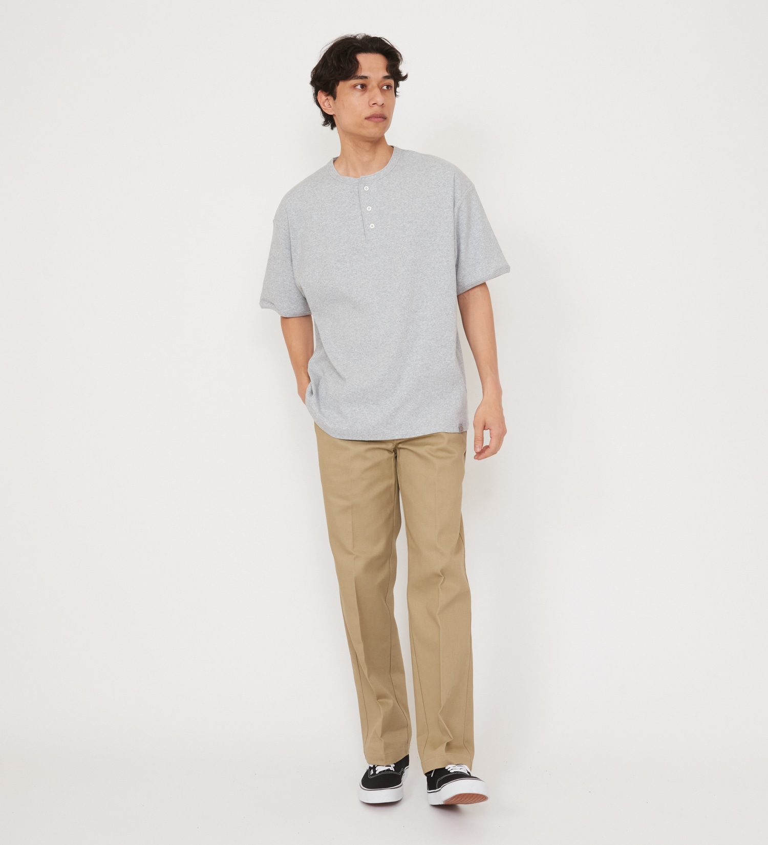 Dickies(ディッキーズ)のリブリラックスヘンリーネックTシャツ|トップス/Tシャツ/カットソー/メンズ|ヘザ-グレー