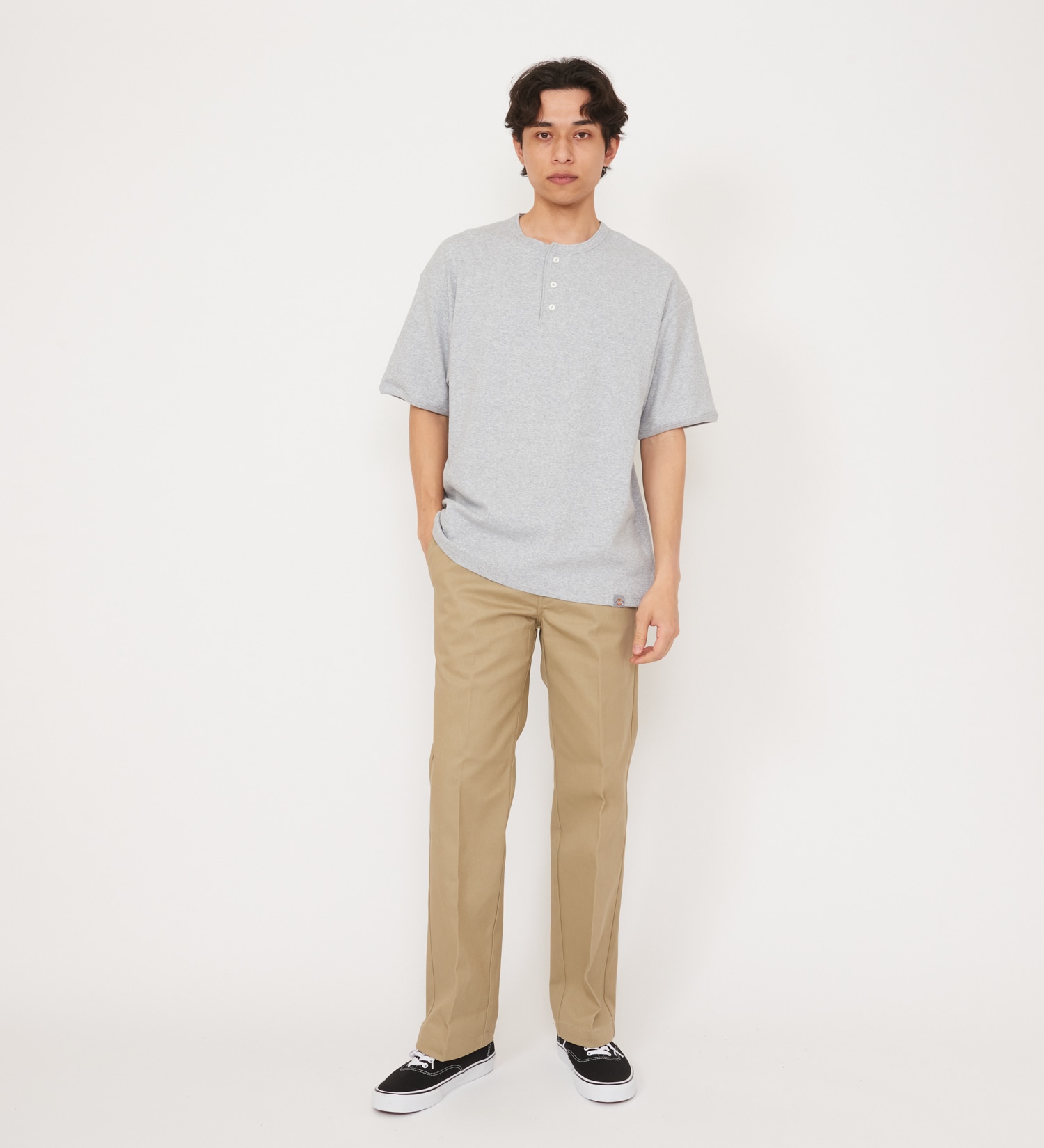 Dickies(ディッキーズ)のリブリラックスヘンリーネックTシャツ|トップス/Tシャツ/カットソー/メンズ|ヘザ-グレー