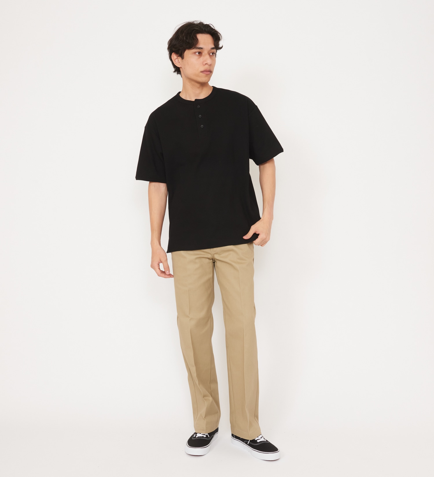 Dickies(ディッキーズ)のリブリラックスヘンリーネックTシャツ|トップス/Tシャツ/カットソー/メンズ|ブラック