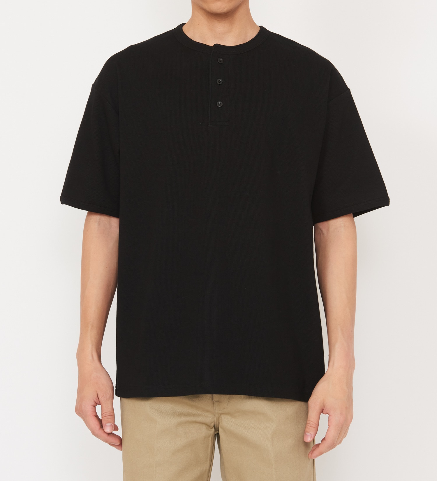 Dickies(ディッキーズ)のリブリラックスヘンリーネックTシャツ|トップス/Tシャツ/カットソー/メンズ|ブラック