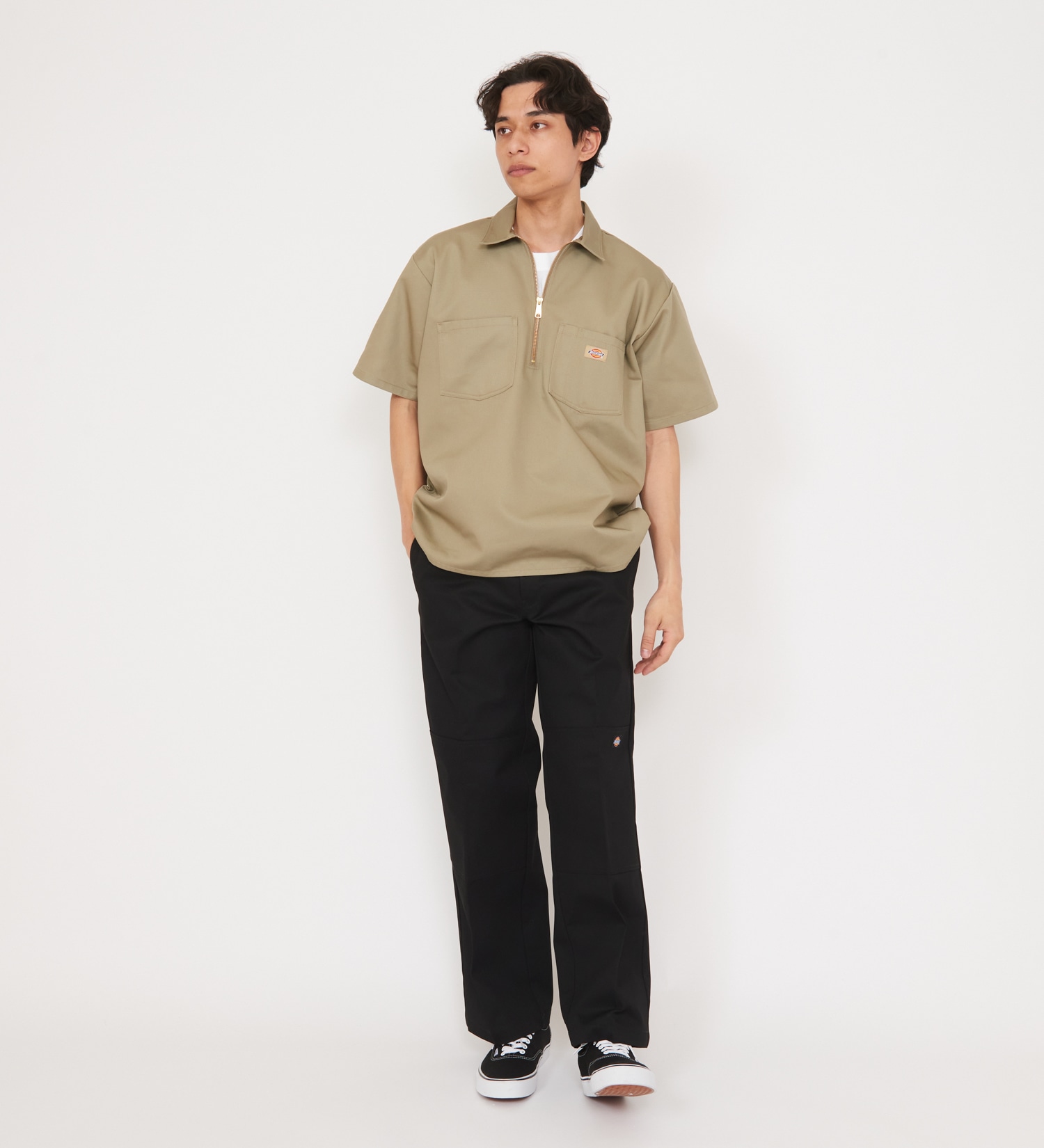 Dickies(ディッキーズ)の【ポイントアップ対象】【Dickies x GORO NAKATSUGAWA】ハーフジップシャツ 半袖|トップス/シャツ/ブラウス/メンズ|カーキ