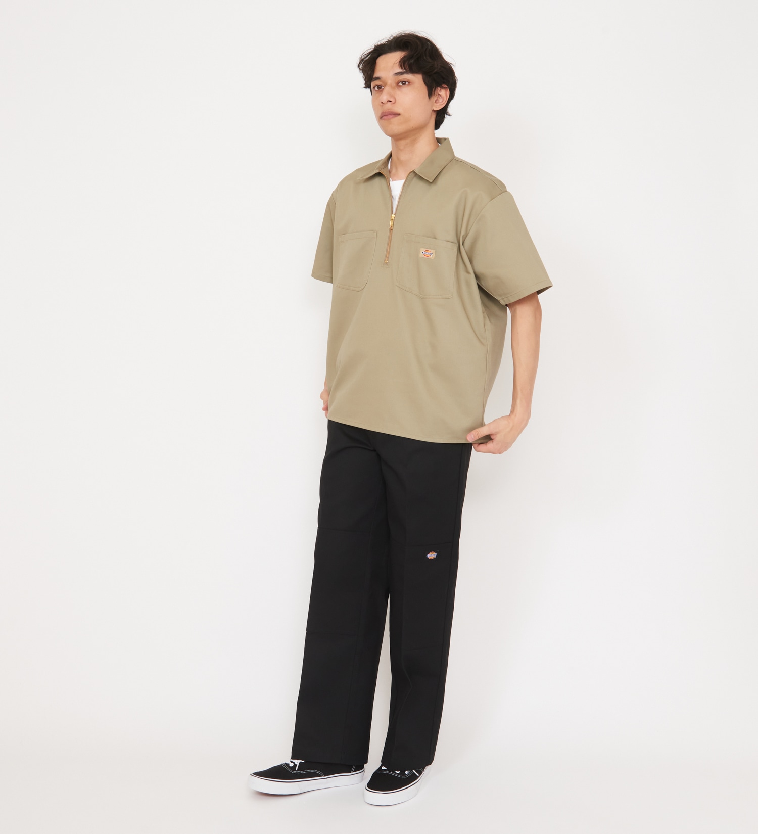 Dickies(ディッキーズ)の【ポイントアップ対象】【Dickies x GORO NAKATSUGAWA】ハーフジップシャツ 半袖|トップス/シャツ/ブラウス/メンズ|カーキ