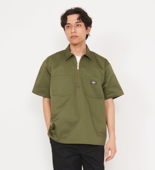Dickies(ディッキーズ)の【ポイントアップ対象】【Dickies x GORO NAKATSUGAWA】ハーフジップシャツ 半袖|トップス/シャツ/ブラウス/メンズ|オリーブ