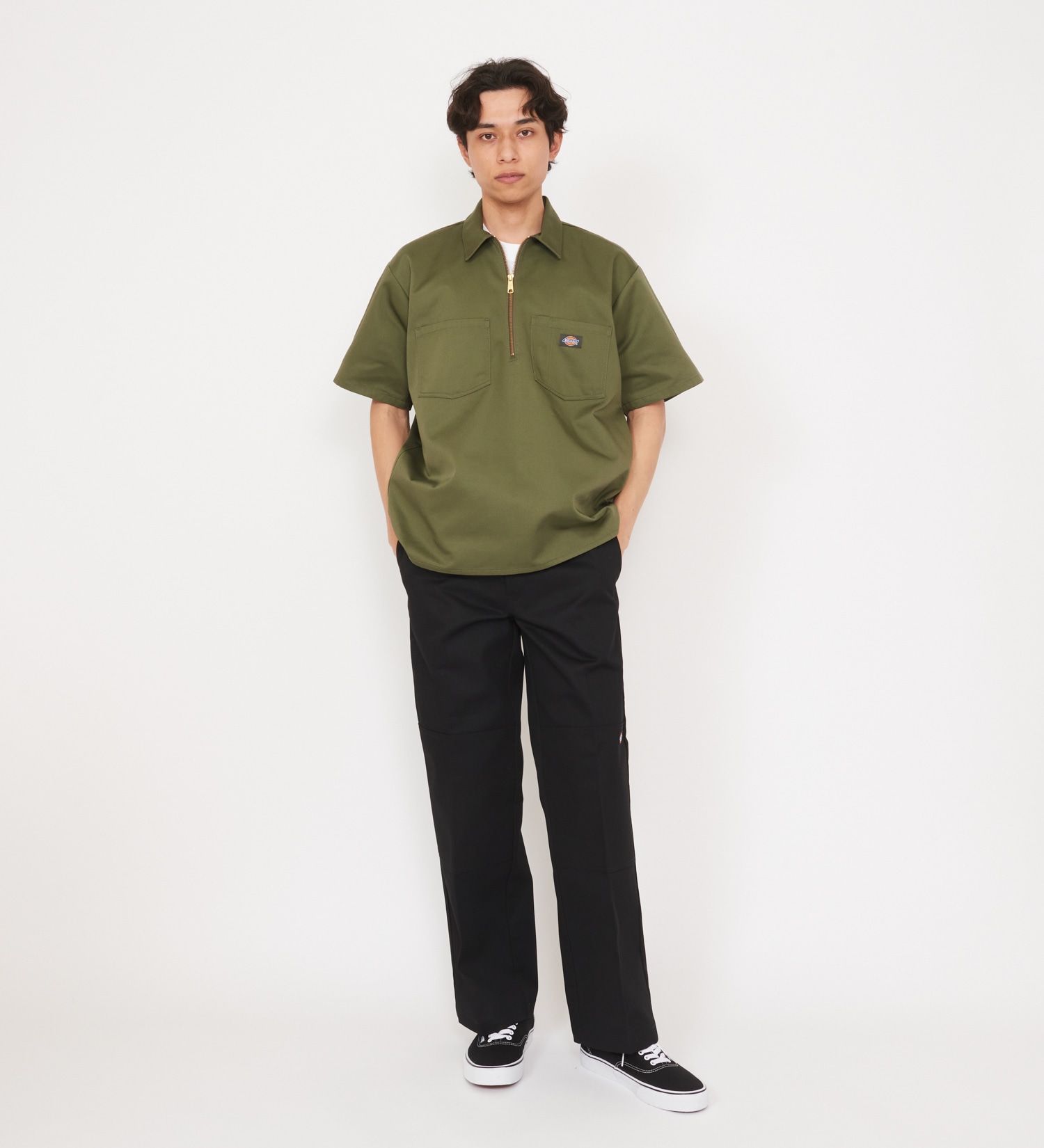 Dickies(ディッキーズ)の【ポイントアップ対象】【Dickies x GORO NAKATSUGAWA】ハーフジップシャツ 半袖|トップス/シャツ/ブラウス/メンズ|オリーブ