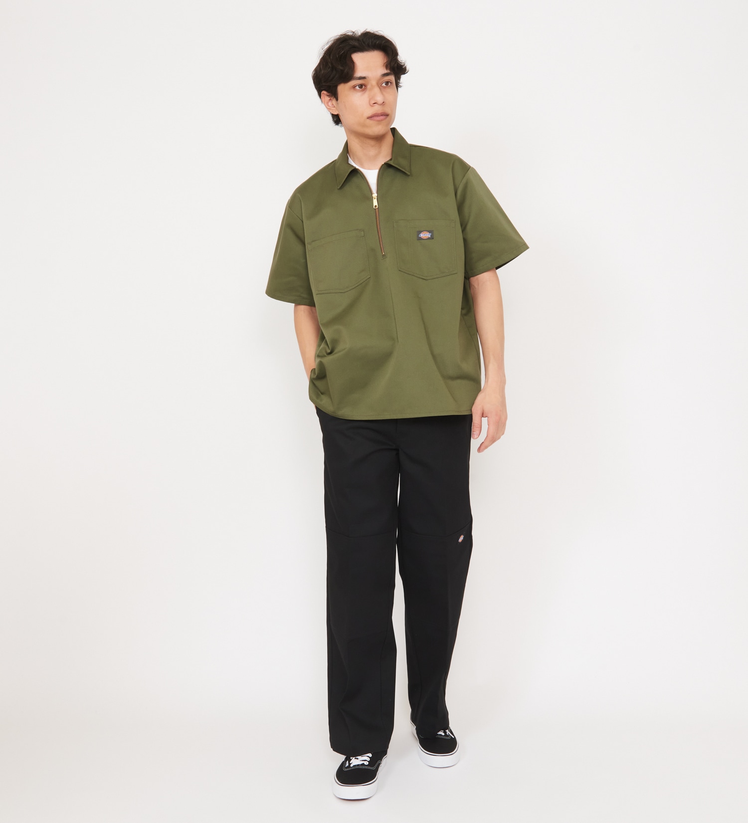 Dickies(ディッキーズ)の【ポイントアップ対象】【Dickies x GORO NAKATSUGAWA】ハーフジップシャツ 半袖|トップス/シャツ/ブラウス/メンズ|オリーブ
