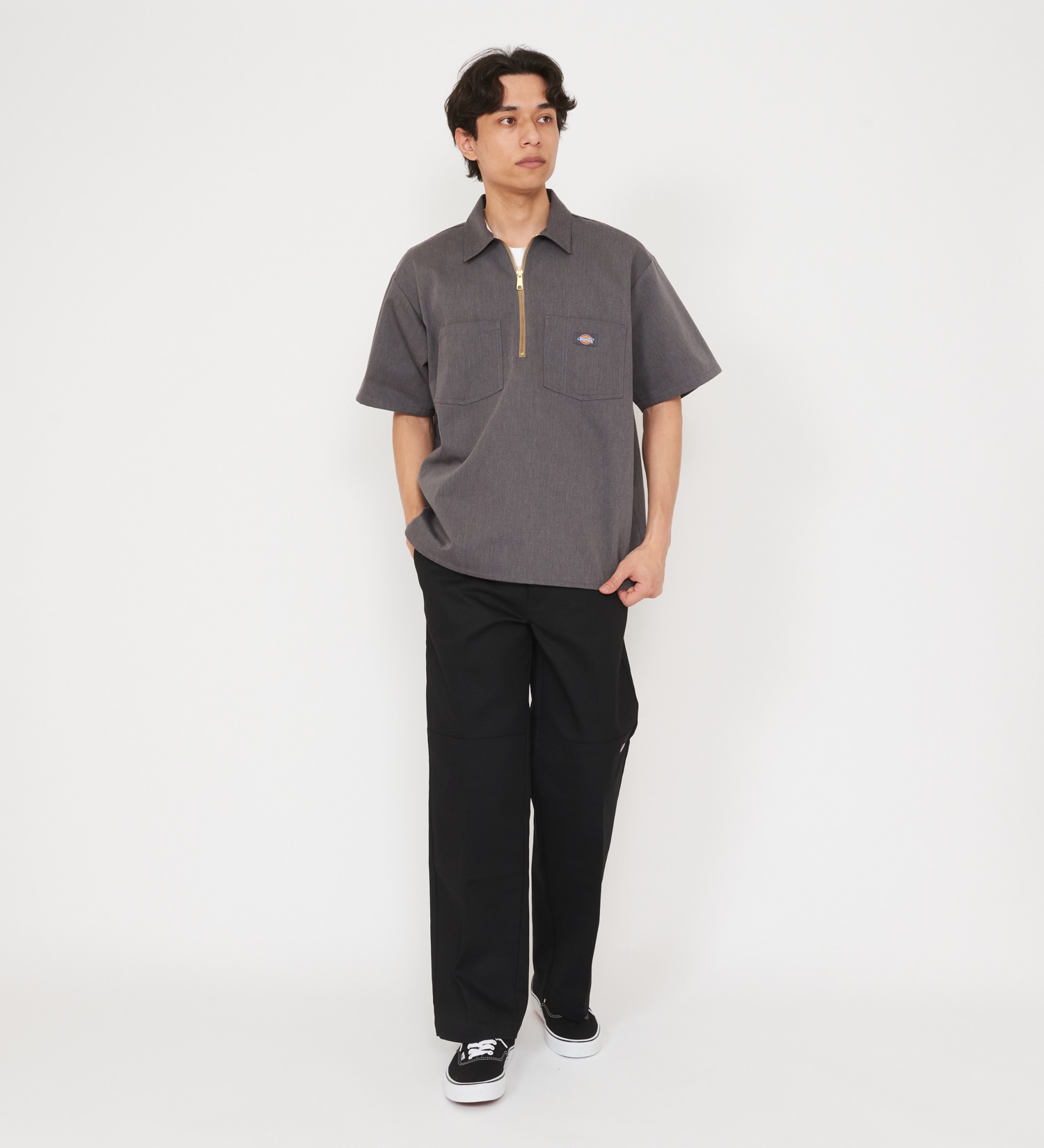 Dickies(ディッキーズ)の【ポイントアップ対象】【Dickies x GORO NAKATSUGAWA】ハーフジップシャツ 半袖|トップス/シャツ/ブラウス/メンズ|ヘザ－グレー