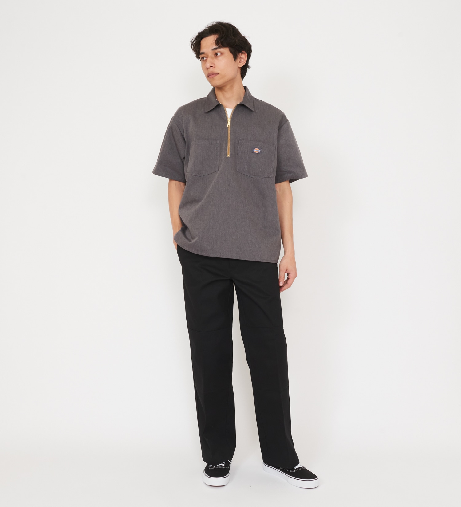 Dickies(ディッキーズ)の【ポイントアップ対象】【Dickies x GORO NAKATSUGAWA】ハーフジップシャツ 半袖|トップス/シャツ/ブラウス/メンズ|ヘザ－グレー